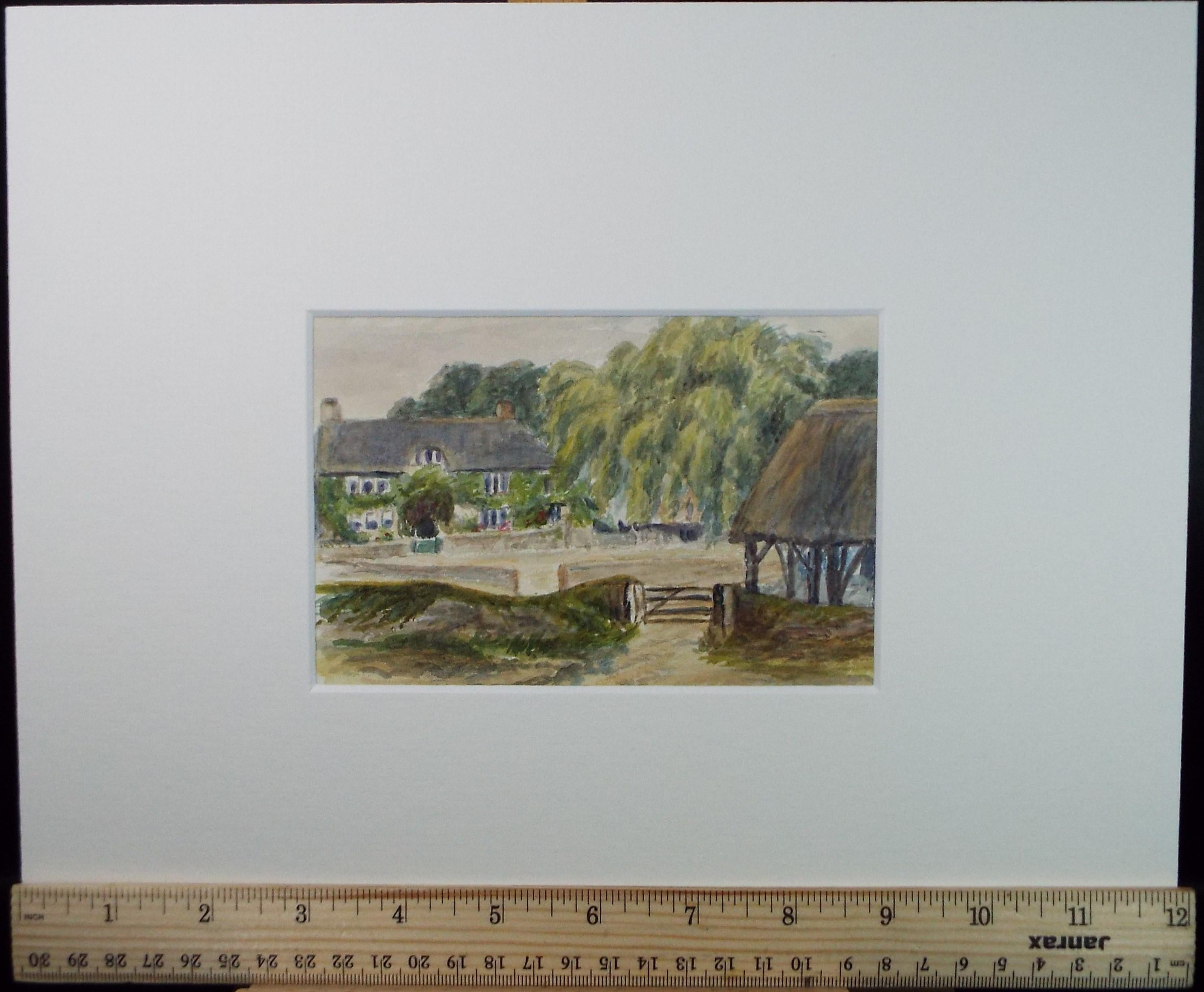 Original Watercolour, 'Village Farmhouse', Circa 1890 , Artist Unknown