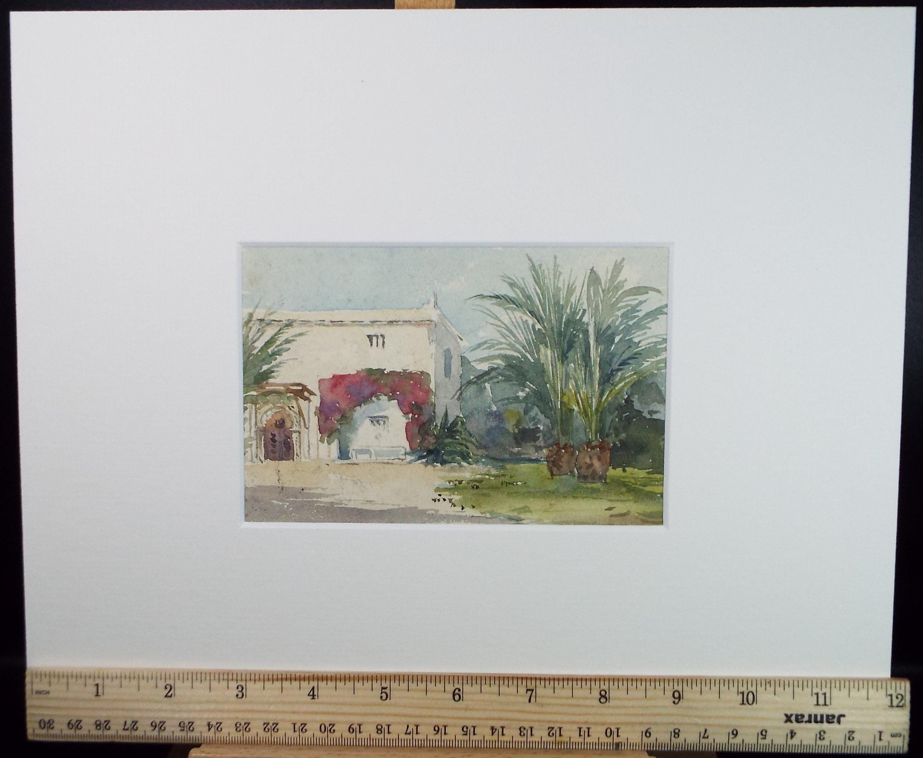 Original Watercolour Painting: Spanish Villa, Circa 1890s