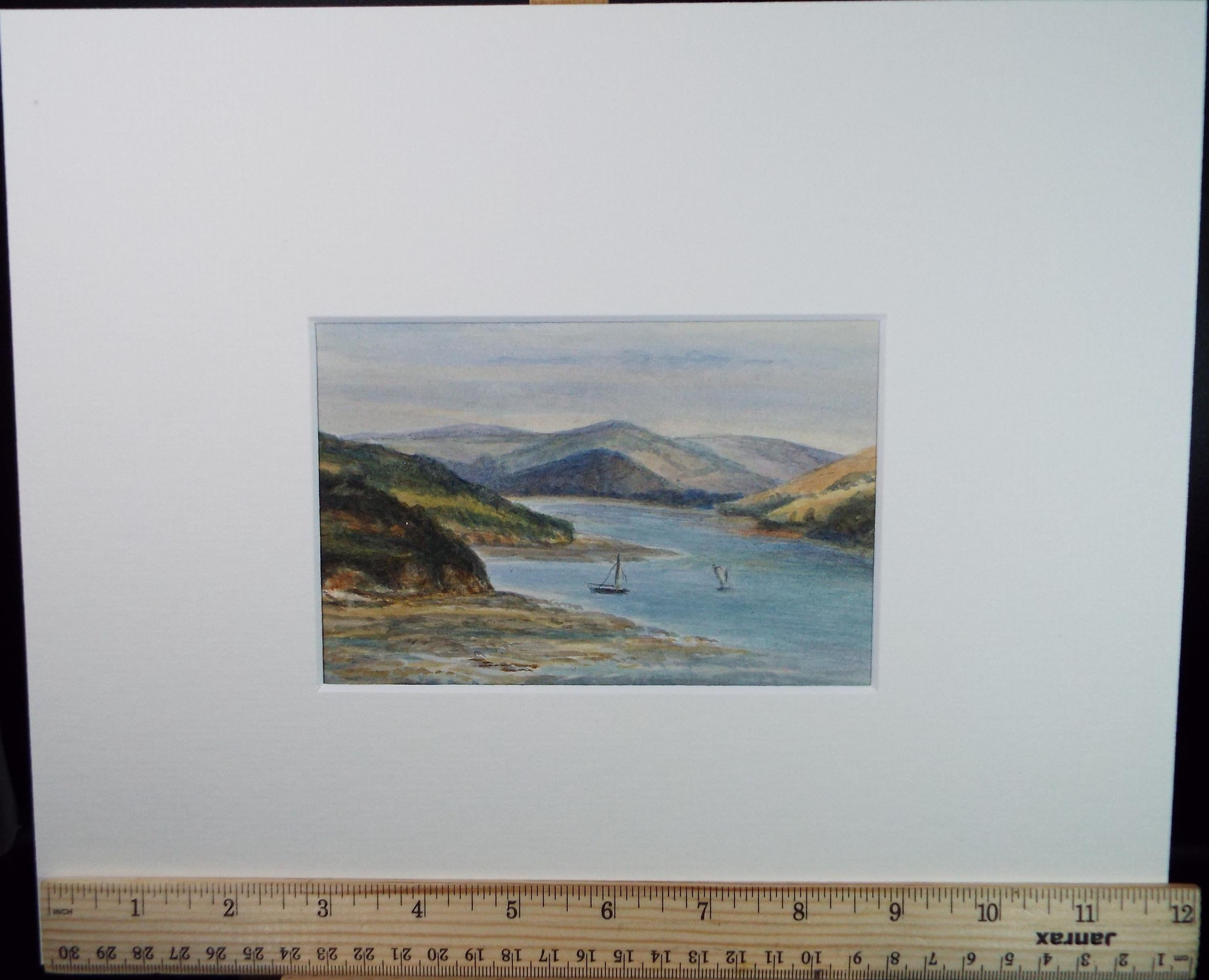 Original Watercolour, 'Boats on a Lake', Circa 1890, unknown artist