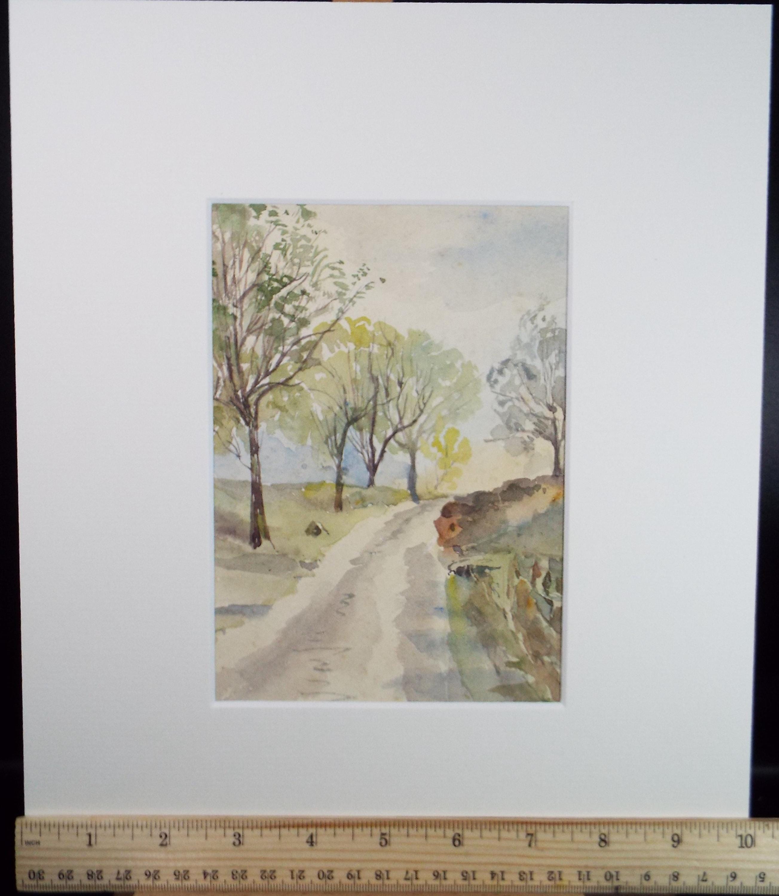 Original Watercolour on Paper, 'Track with trees', Circa 1920's