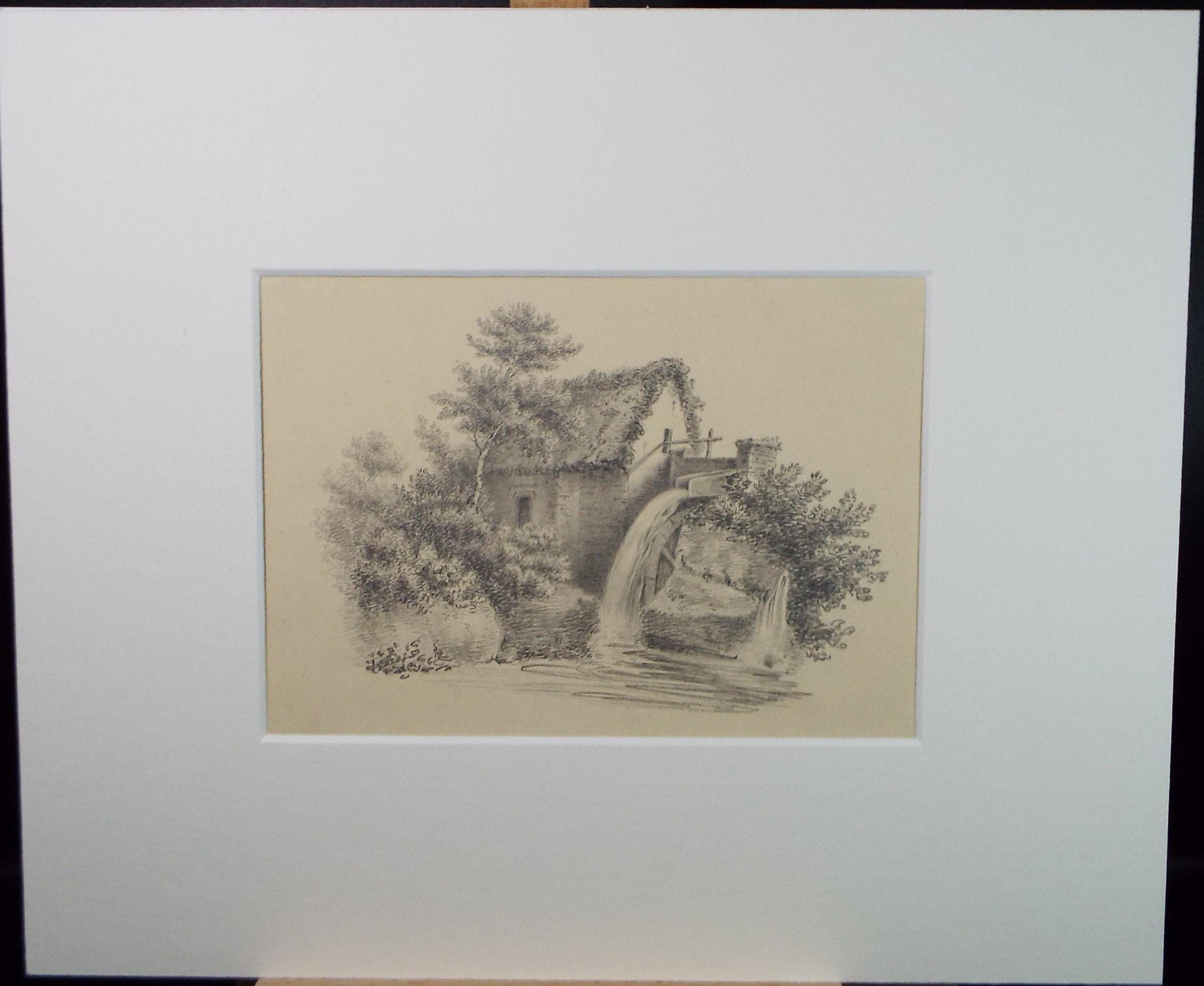 Original Pencil Drawing, 'The Watermill', Late 19th Century, unsigned