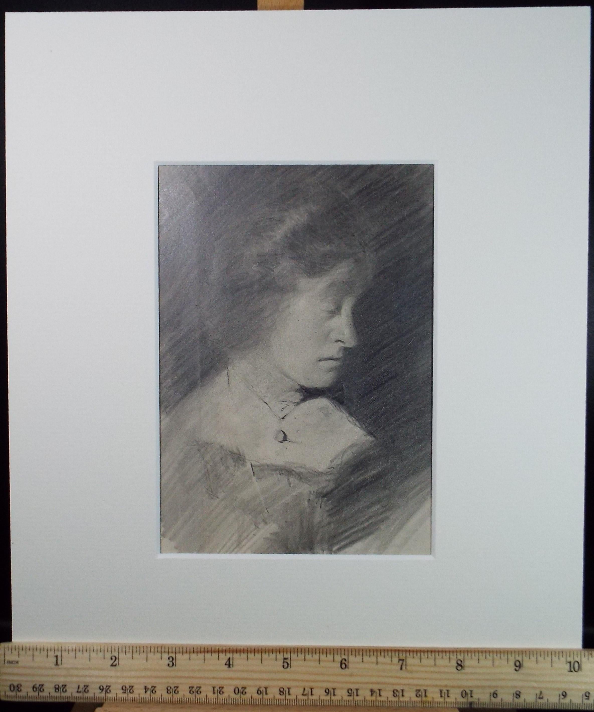 Original Pencil Sketch, 'Study of an elegant woman' , Circa 1900