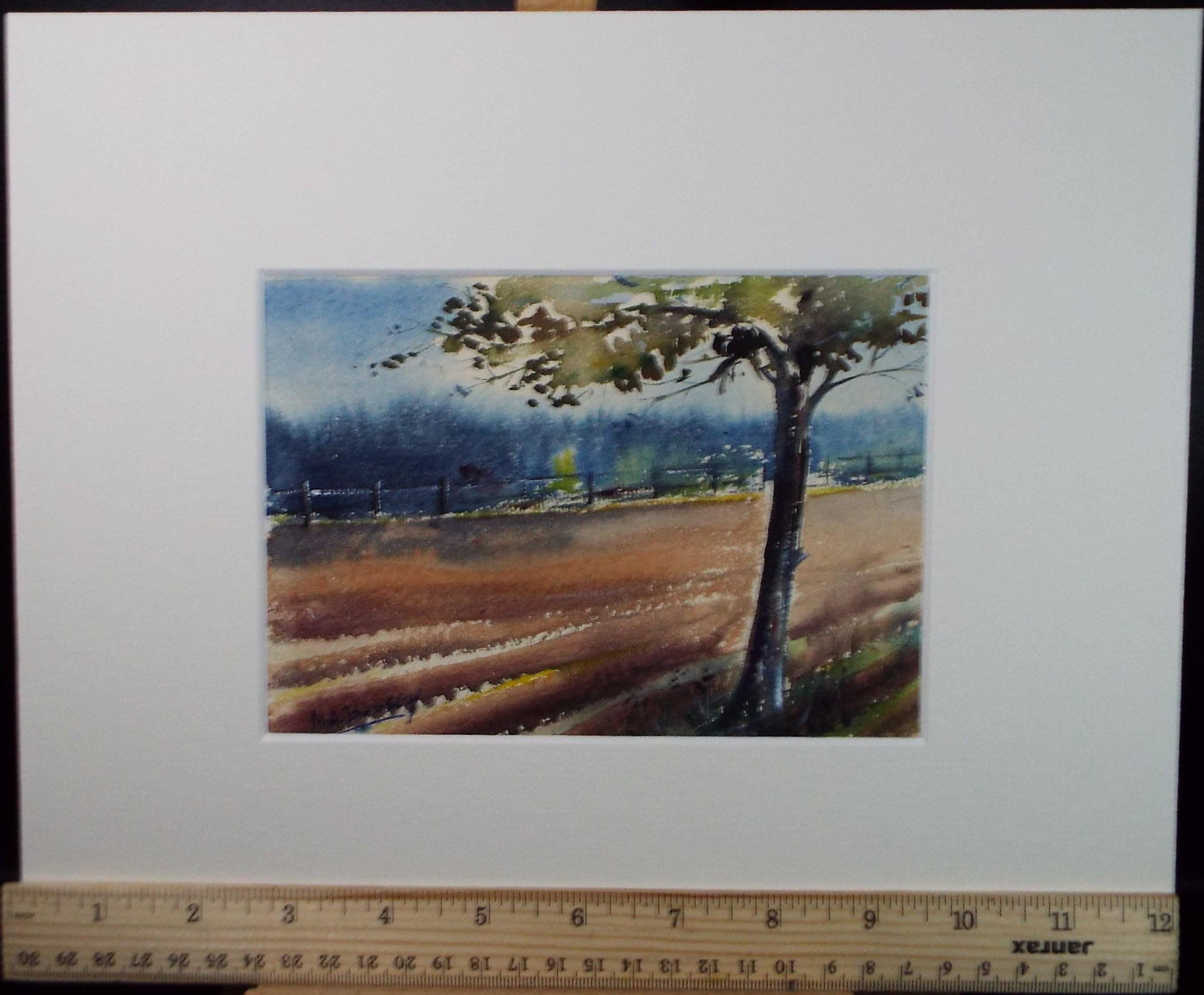 Original Watercolour, 'Ploughed Field', Michael A. Bussey, circa 1950s