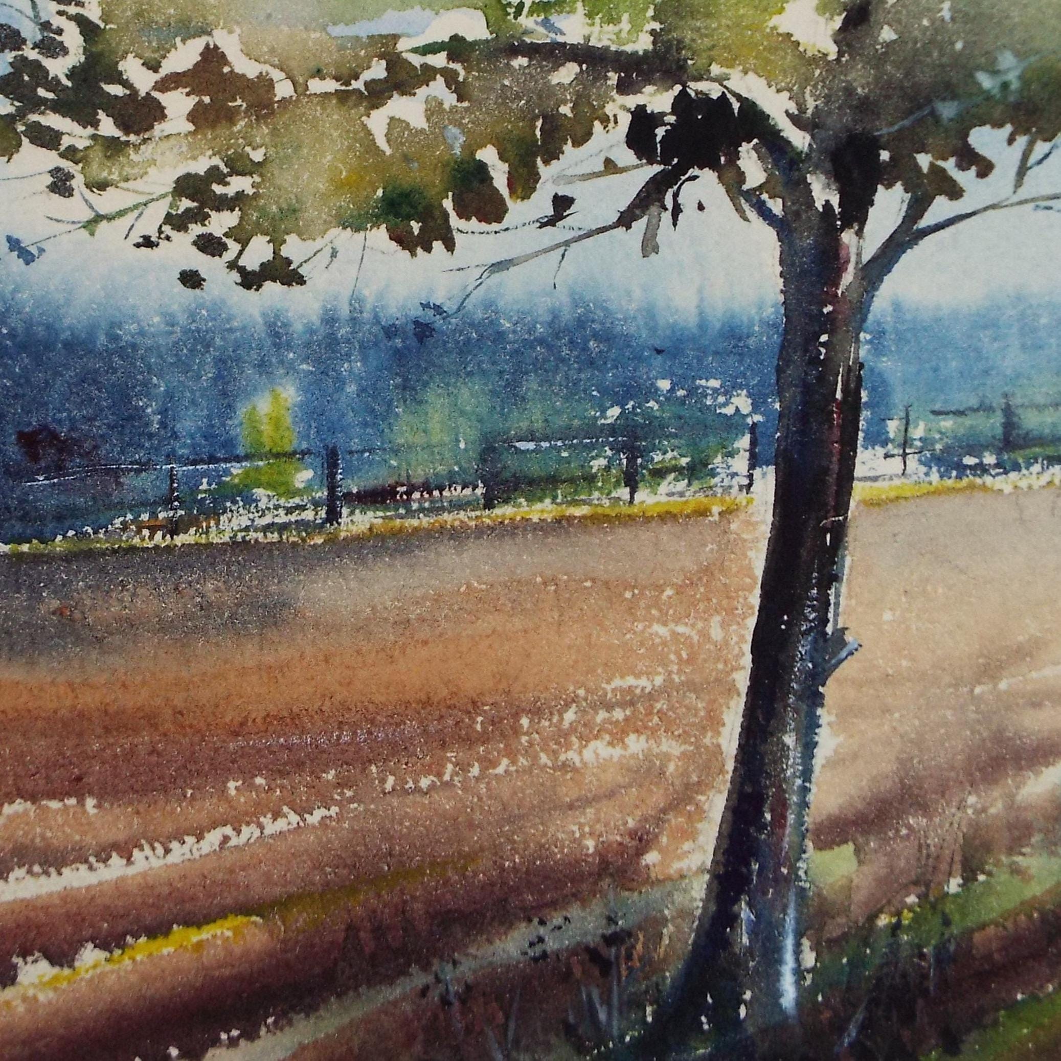 Original Watercolour, 'Ploughed Field', Michael A. Bussey, circa 1950s