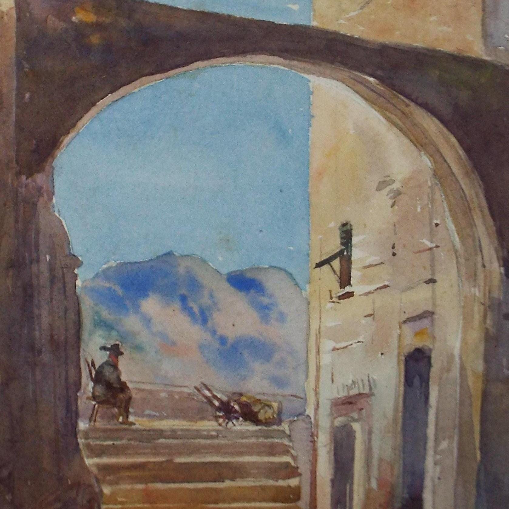 Original Watercolour, circa 1908, 'Menton', Artist Unknown