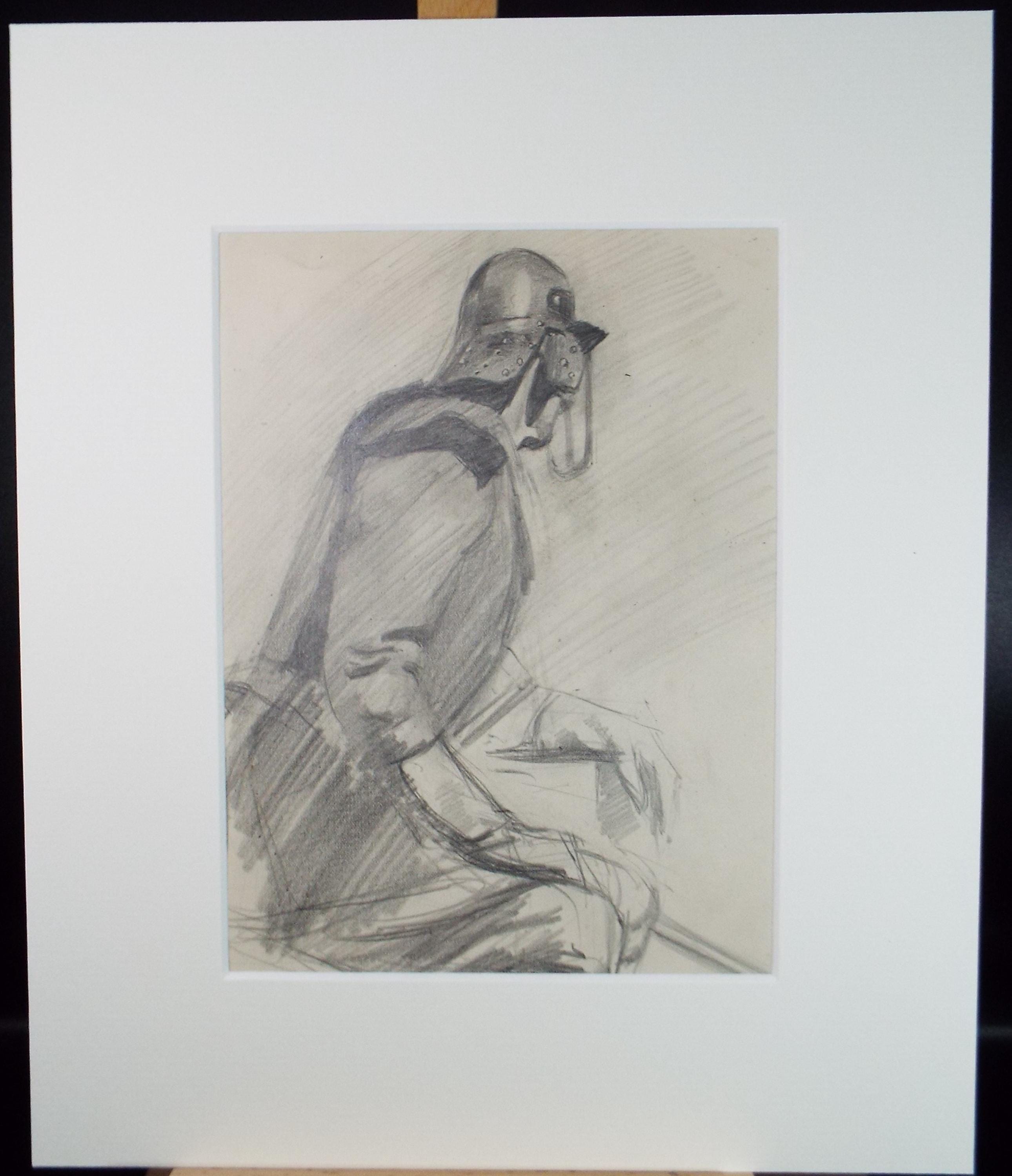 Original Pencil Drawing, 'Military Figure', Circa 1883, Artist Unknown