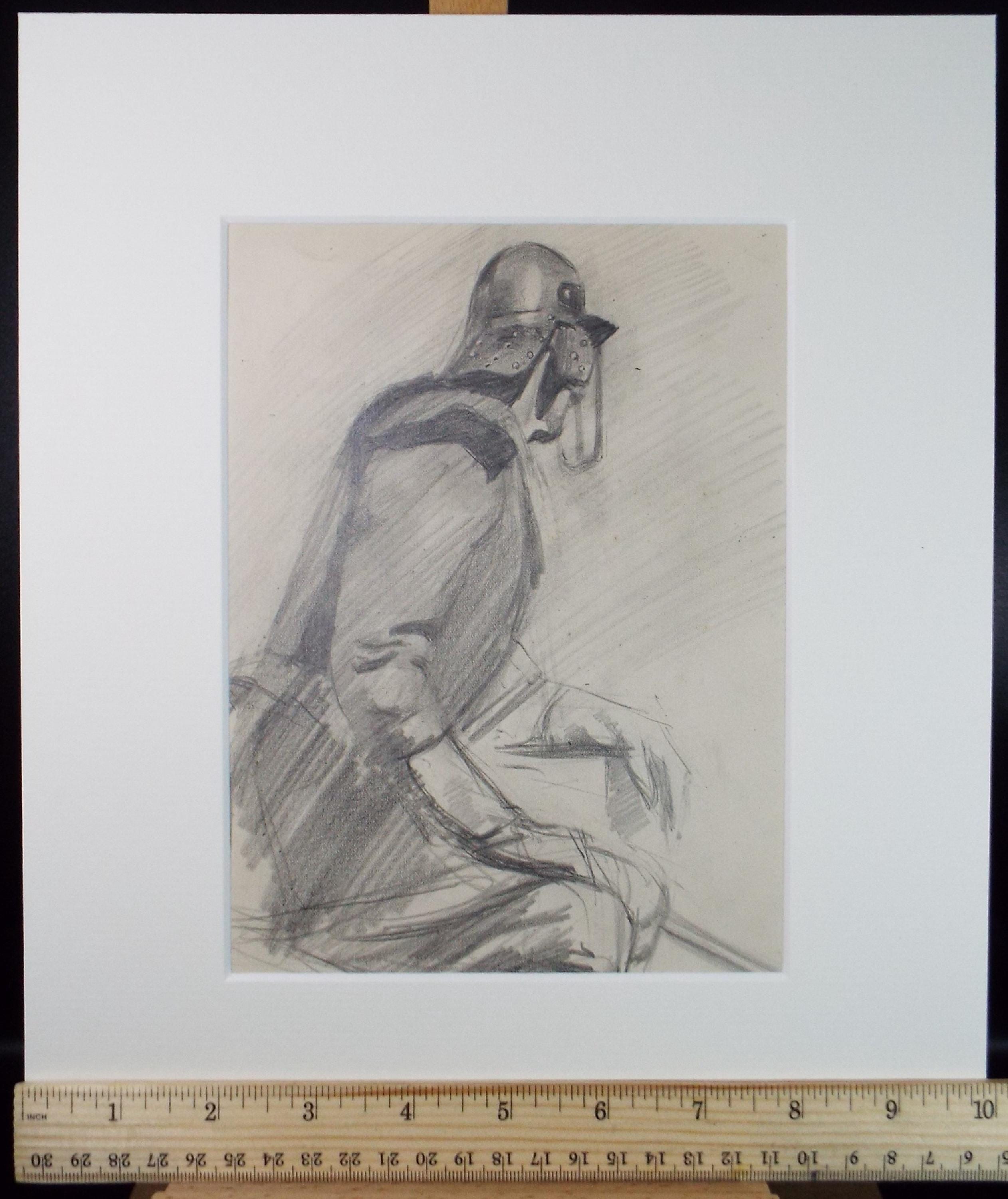 Original Pencil Drawing, 'Military Figure', Circa 1883, Artist Unknown