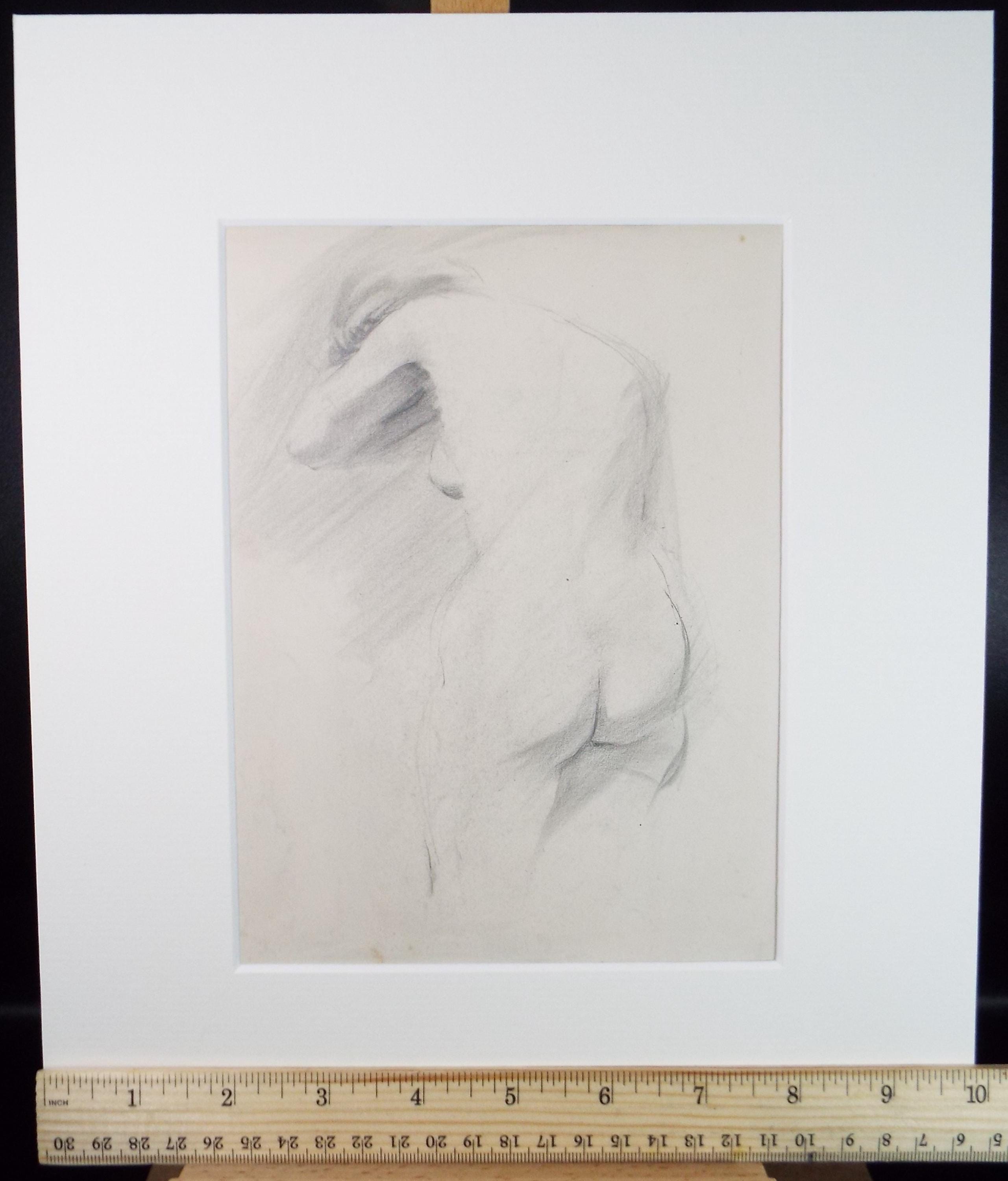 Original Pencil Drawing, 'Female Nude Life Study ', Dated 1904