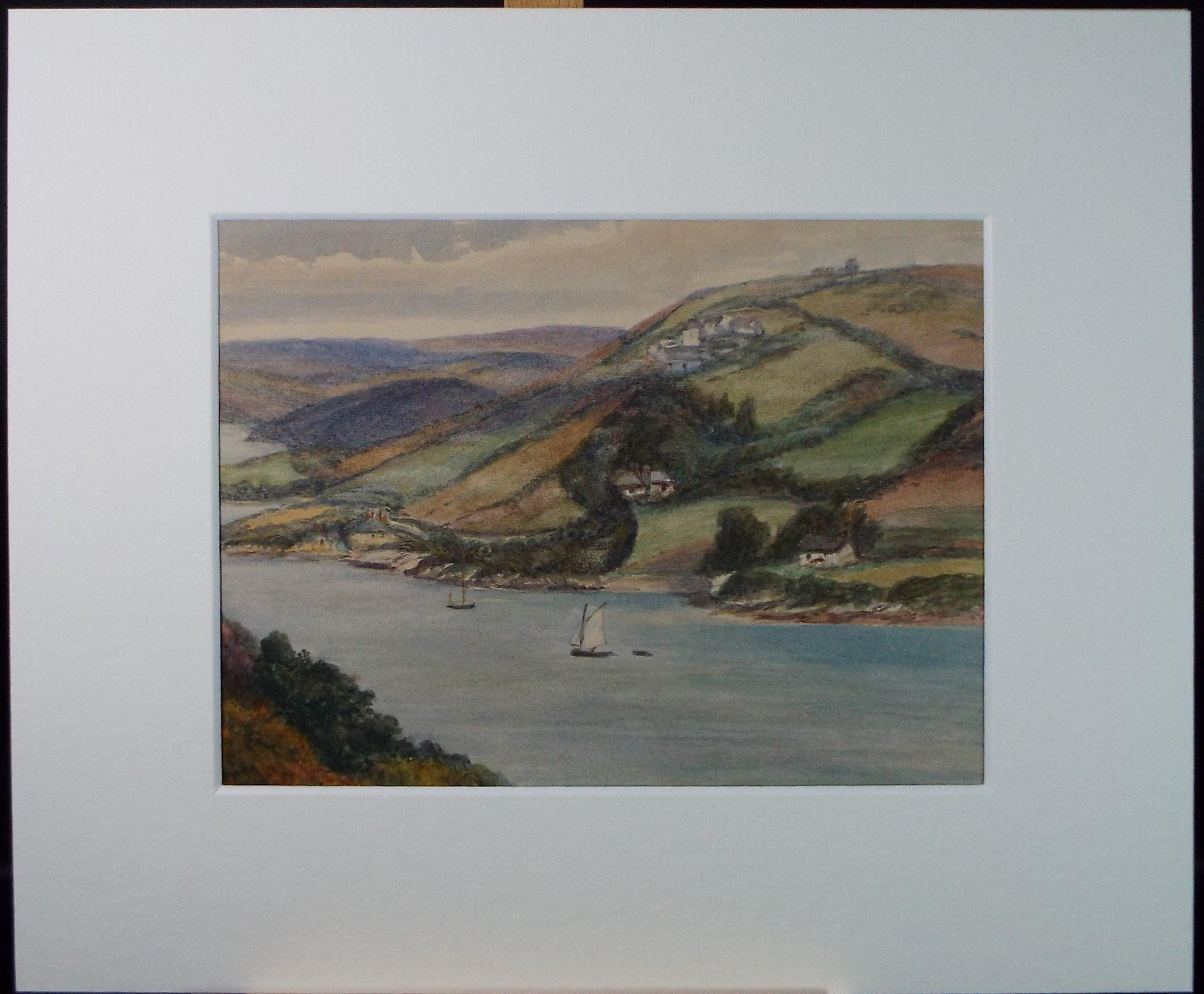 Original Watercolour, 'Estuary with Shipping' Circa 1880's, unsigned