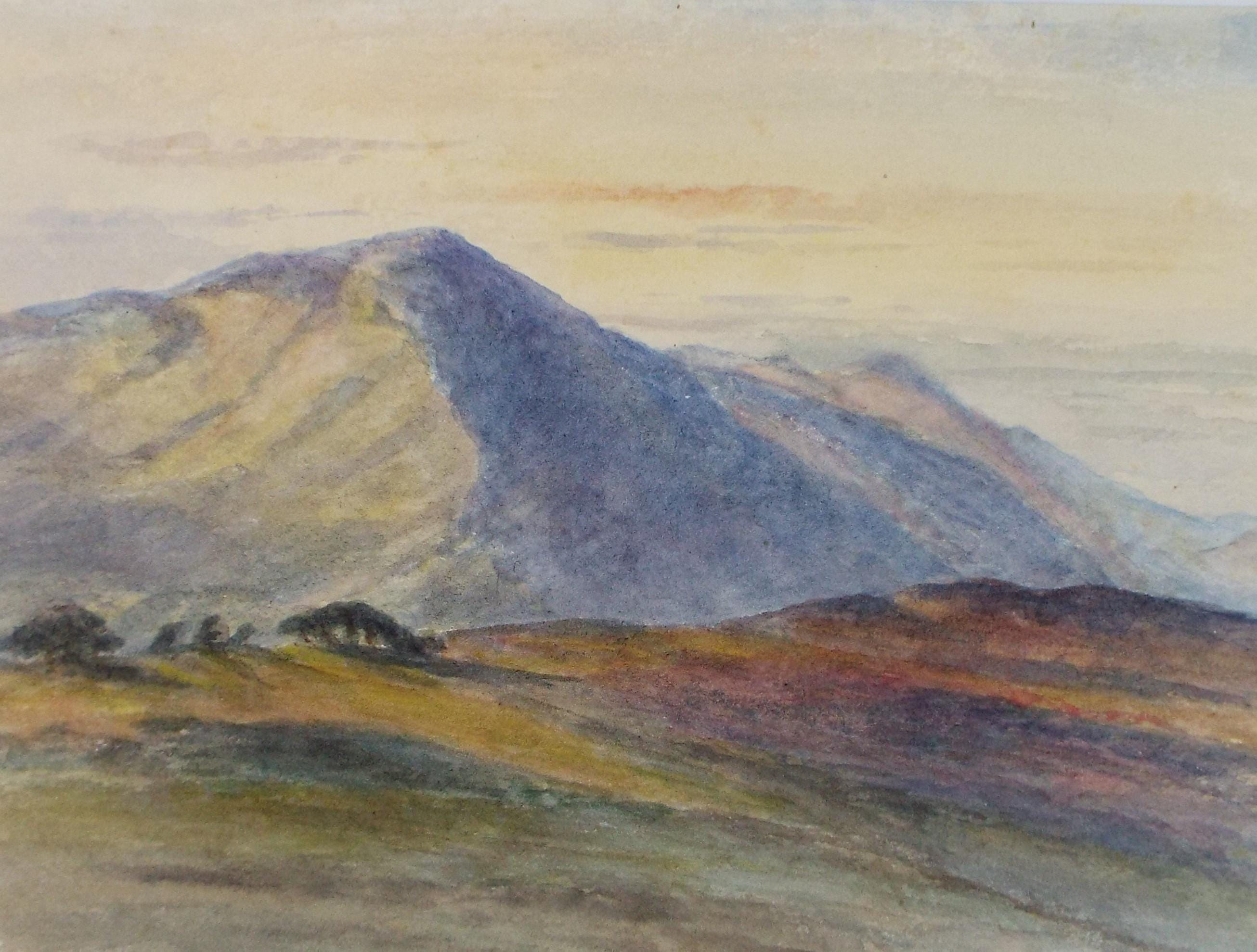 Original Watercolour Sketch, 'Mountain View', c1890, Unknown Artist