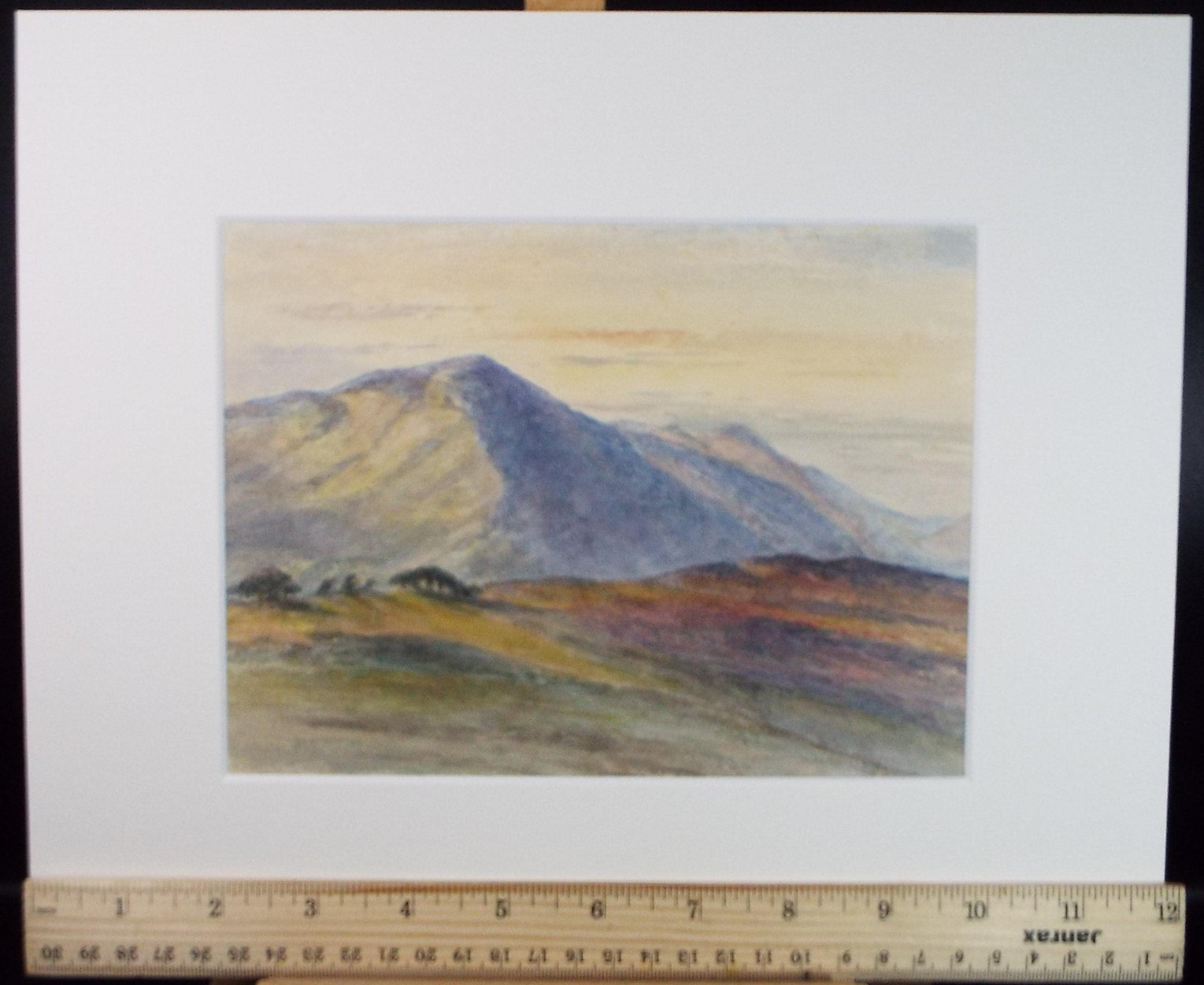 Original Watercolour Sketch, 'Mountain View', c1890, Unknown Artist