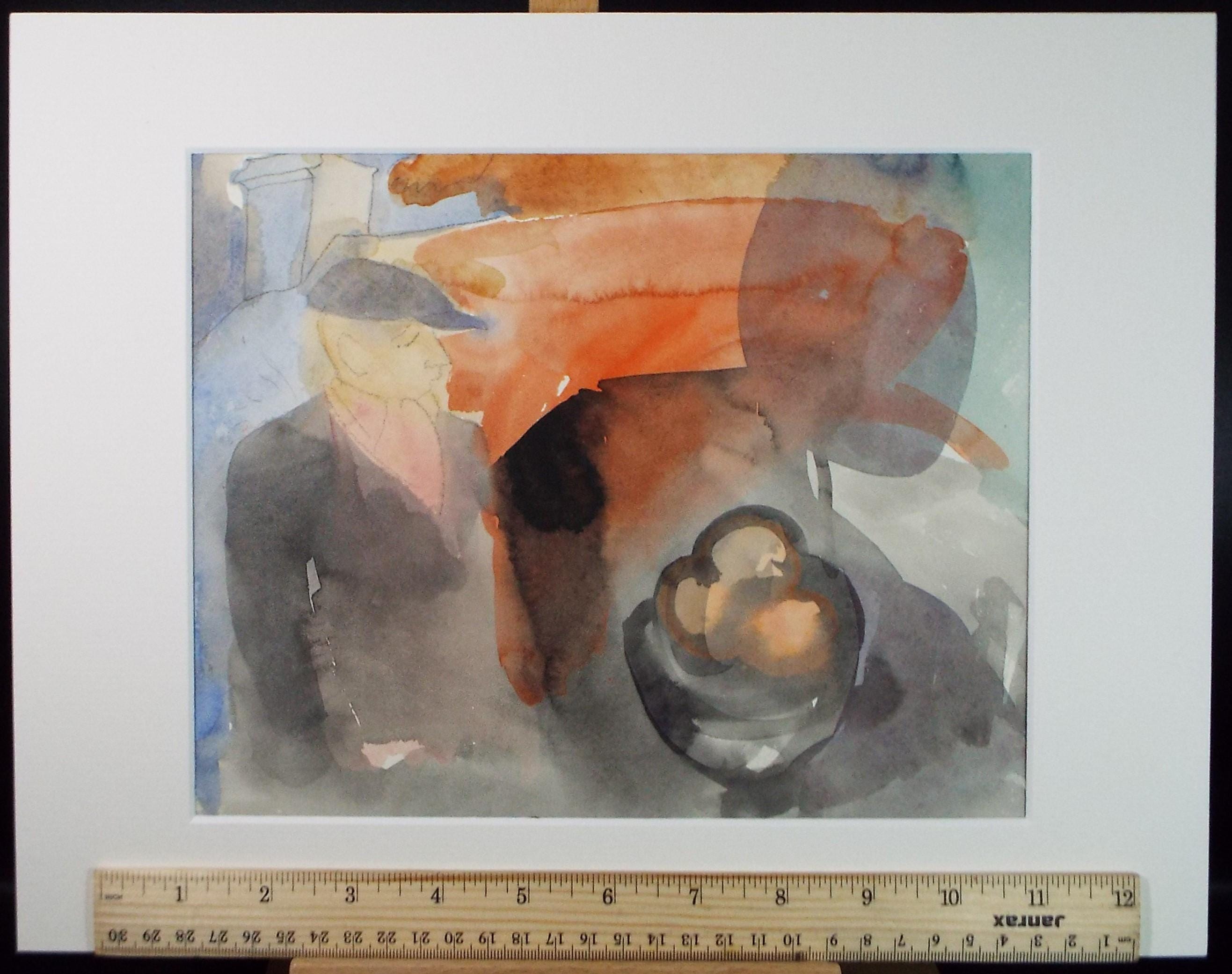 Original Watercolour, Figure & Building' c1950's - William D Clyne (1922-1981)