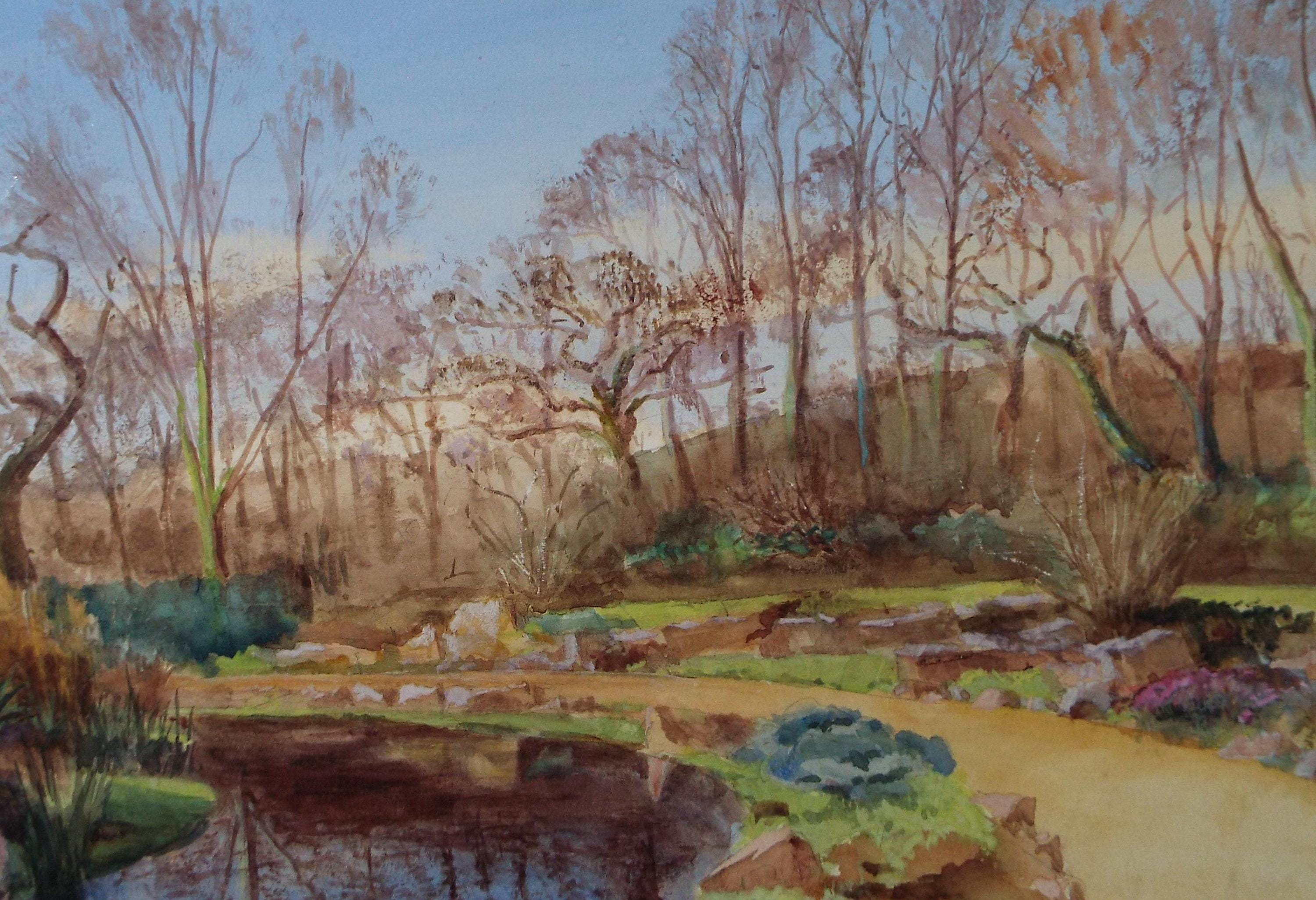 Original Watercolour, 'Autumn Pathway', Circa 1920's