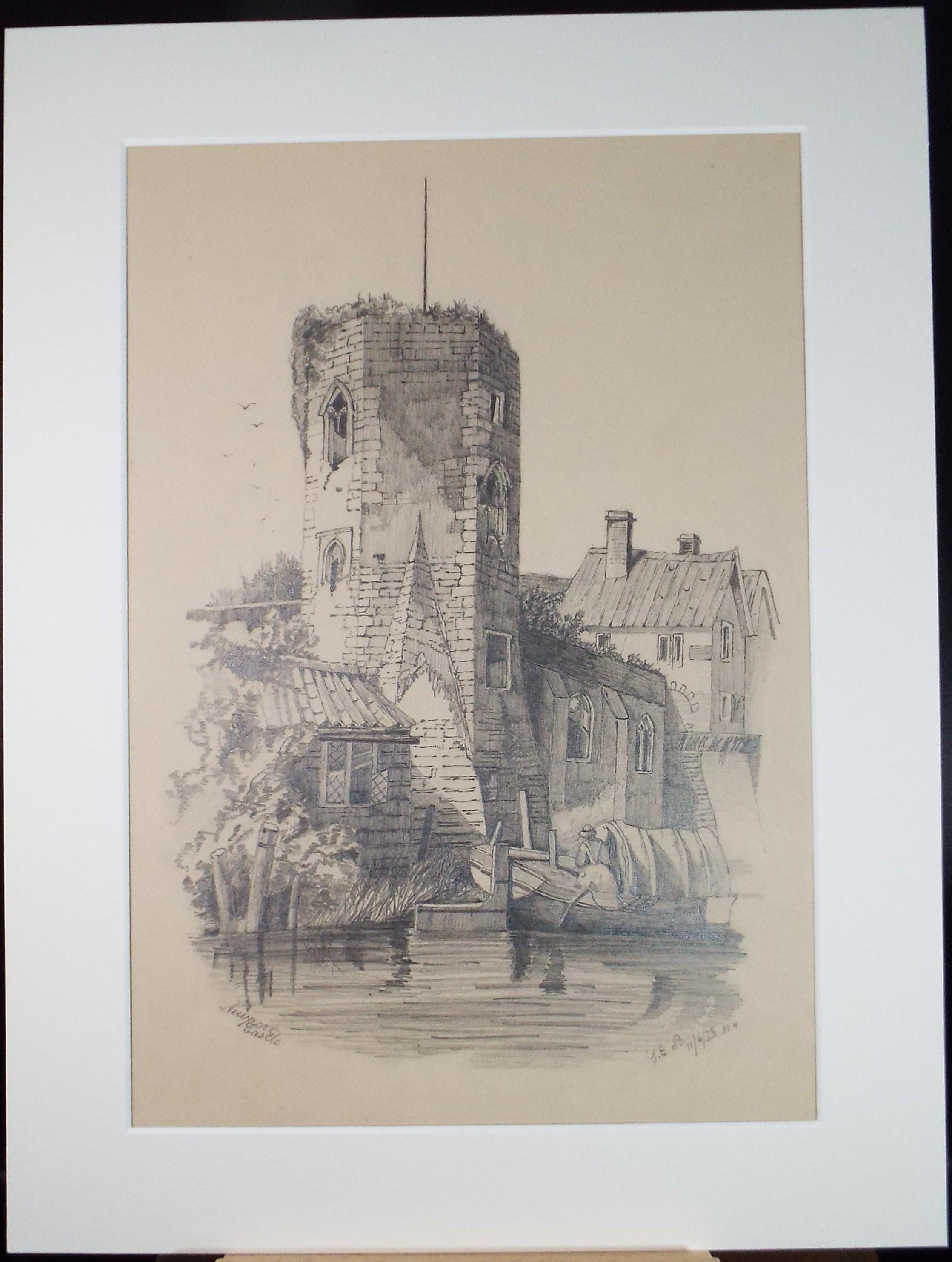 Pencil Drawing, 'Newport Castle', Dated 1878, Unknown Artist