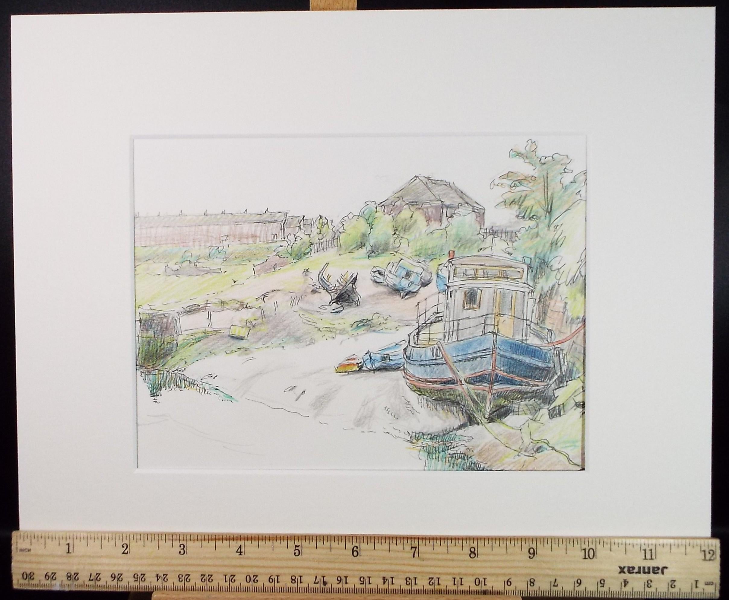 Original Watercolour & pencil, Maryport, Circa 1990's, Pauline Plummer (b1933)