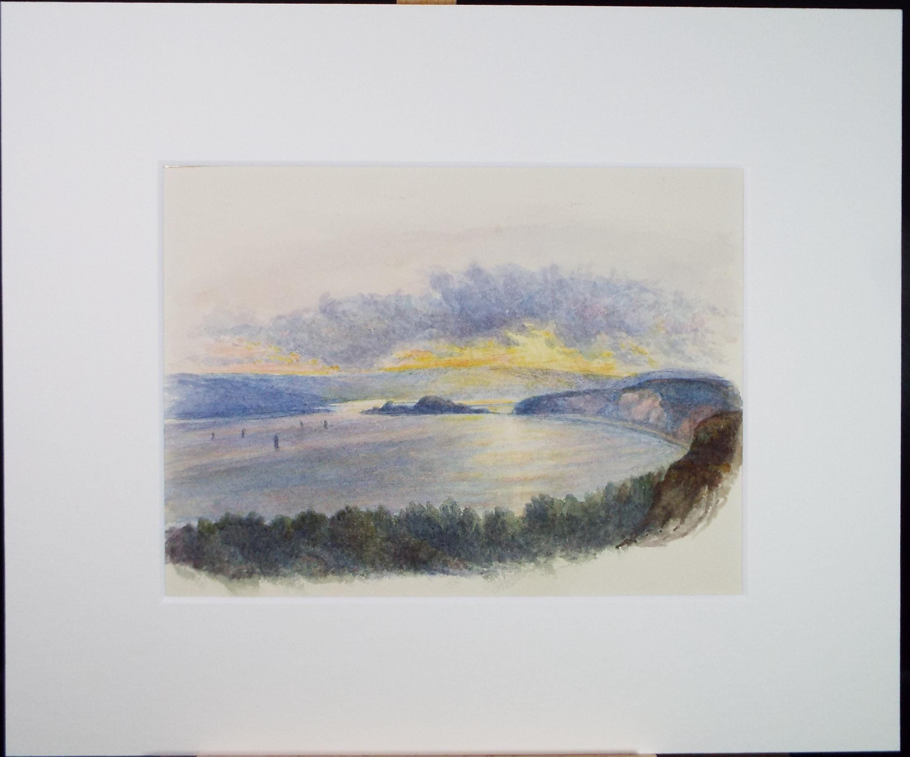 Original Watercolour, 'Bay with boats' Circa 1880's, unsigned