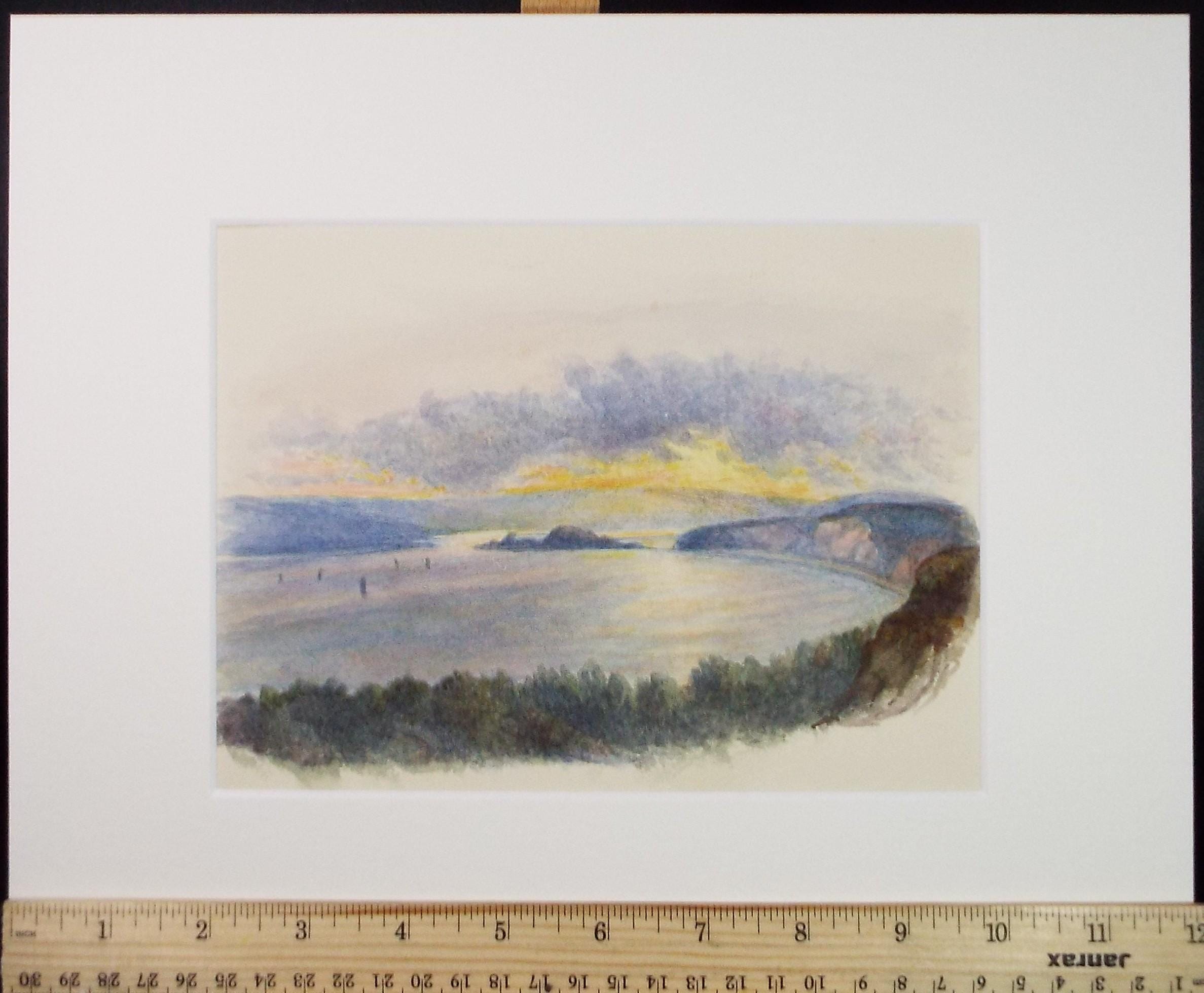 Original Watercolour, 'Bay with boats' Circa 1880's, unsigned