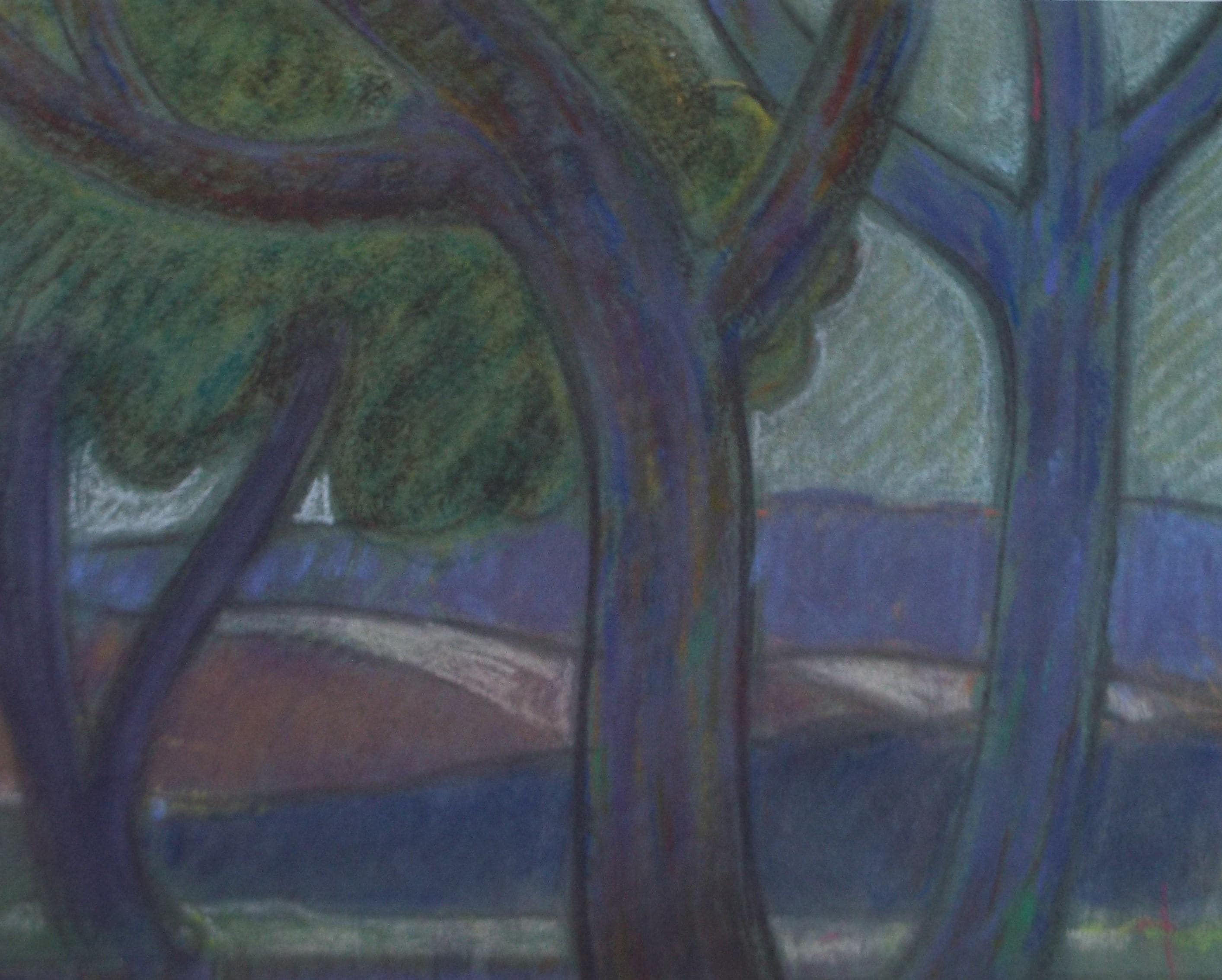 Original Pastel Drawing, 'Abstract Woodland' 1980's, Unknown Artist