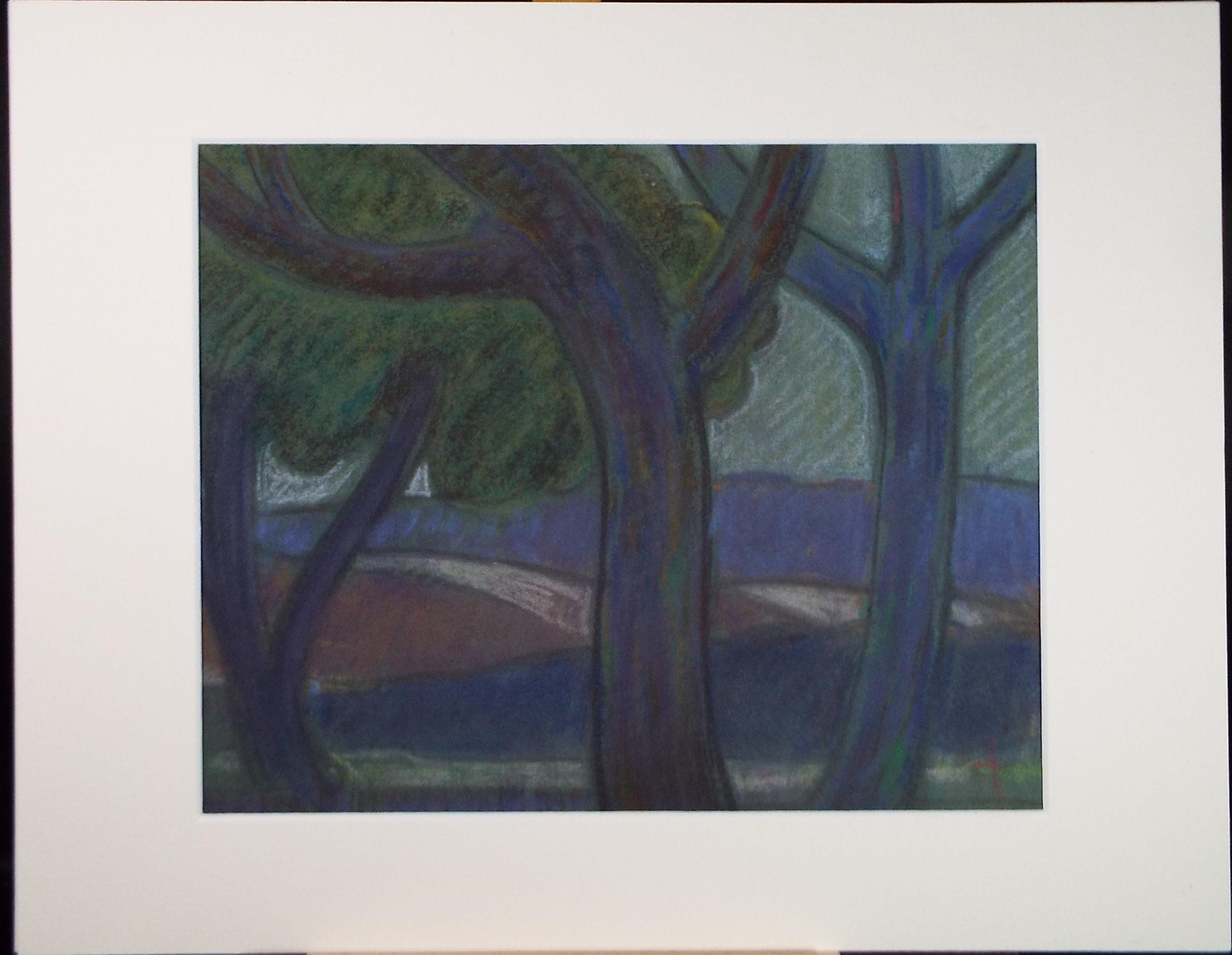Original Pastel Drawing, 'Abstract Woodland' 1980's, Unknown Artist
