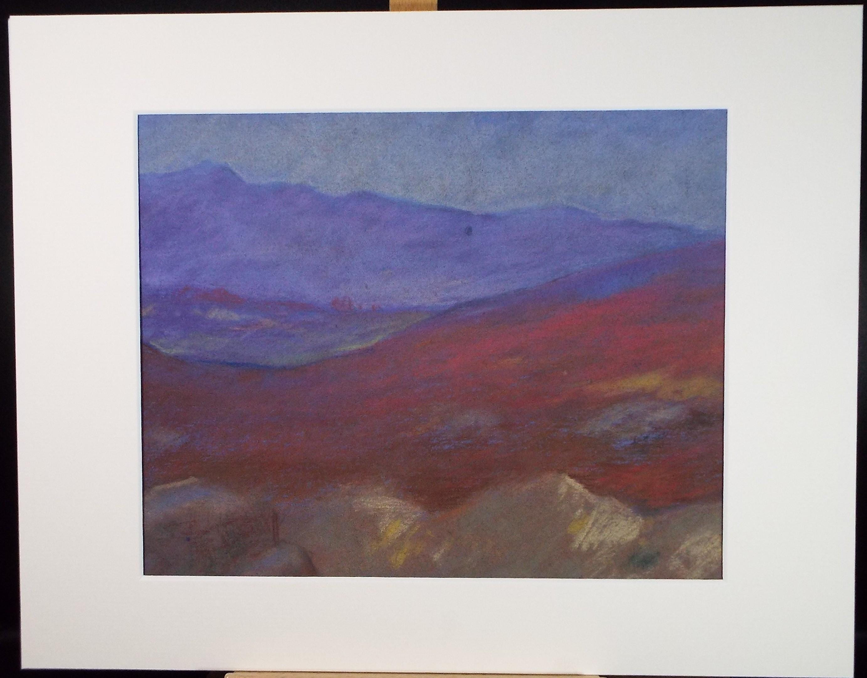 Original Pastel, 'Hilly Landscape', c1980's, Artist Unknown