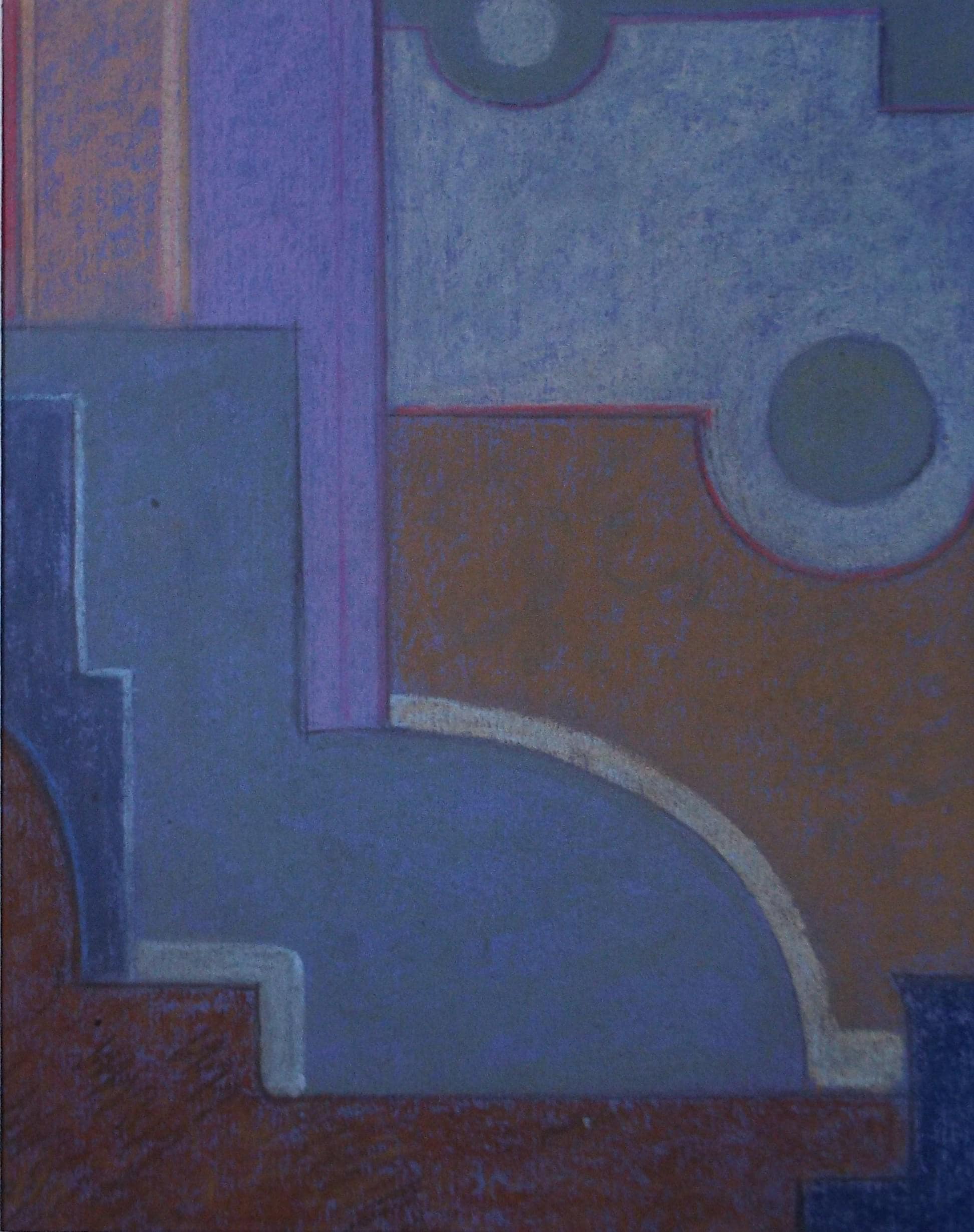 Original Pastel drawing, 'Abstract Shapes', Circa 1980's, Artist Unknown