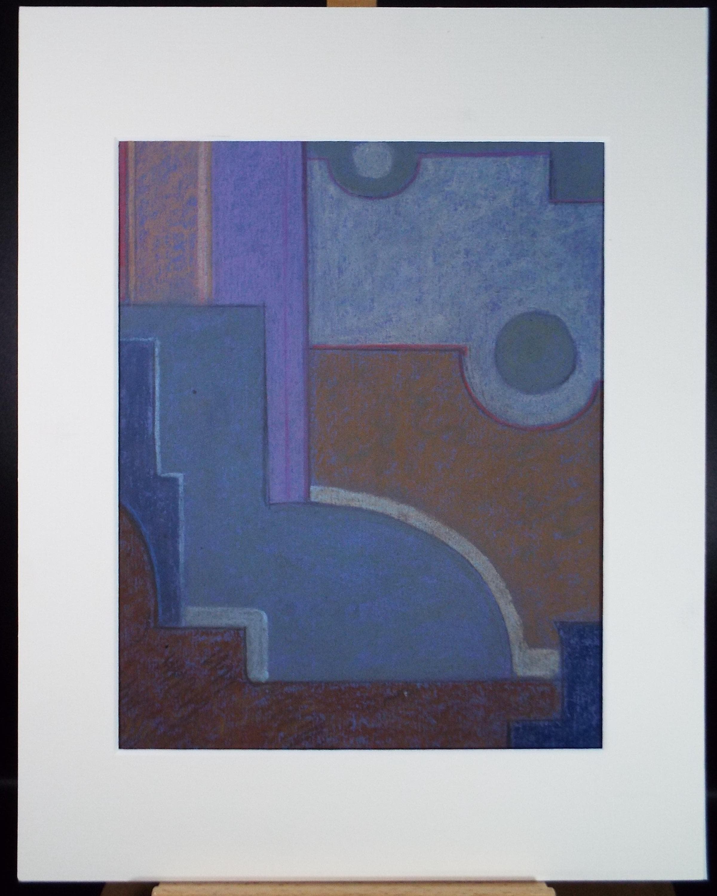 Original Pastel drawing, 'Abstract Shapes', Circa 1980's, Artist Unknown