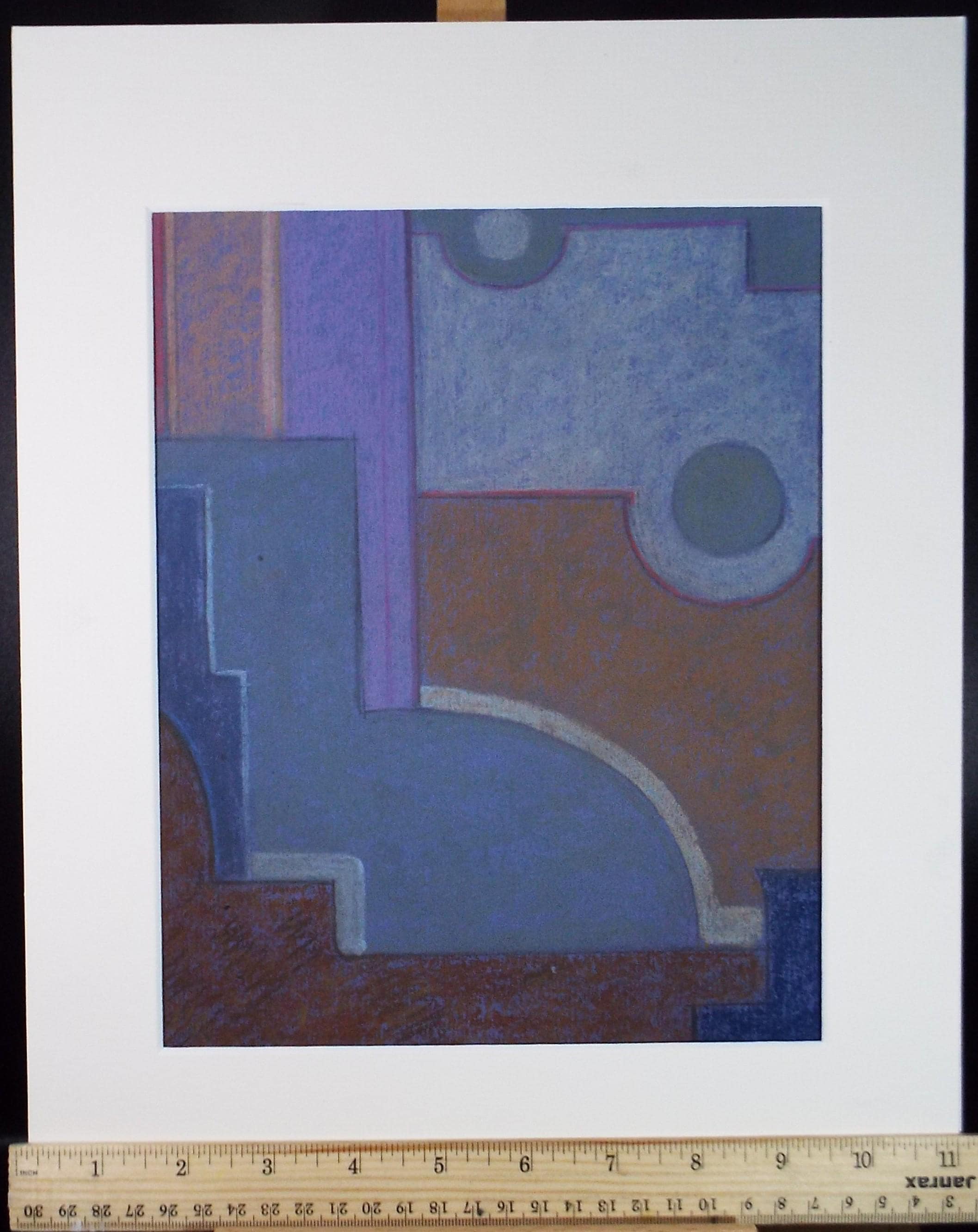Original Pastel drawing, 'Abstract Shapes', Circa 1980's, Artist Unknown
