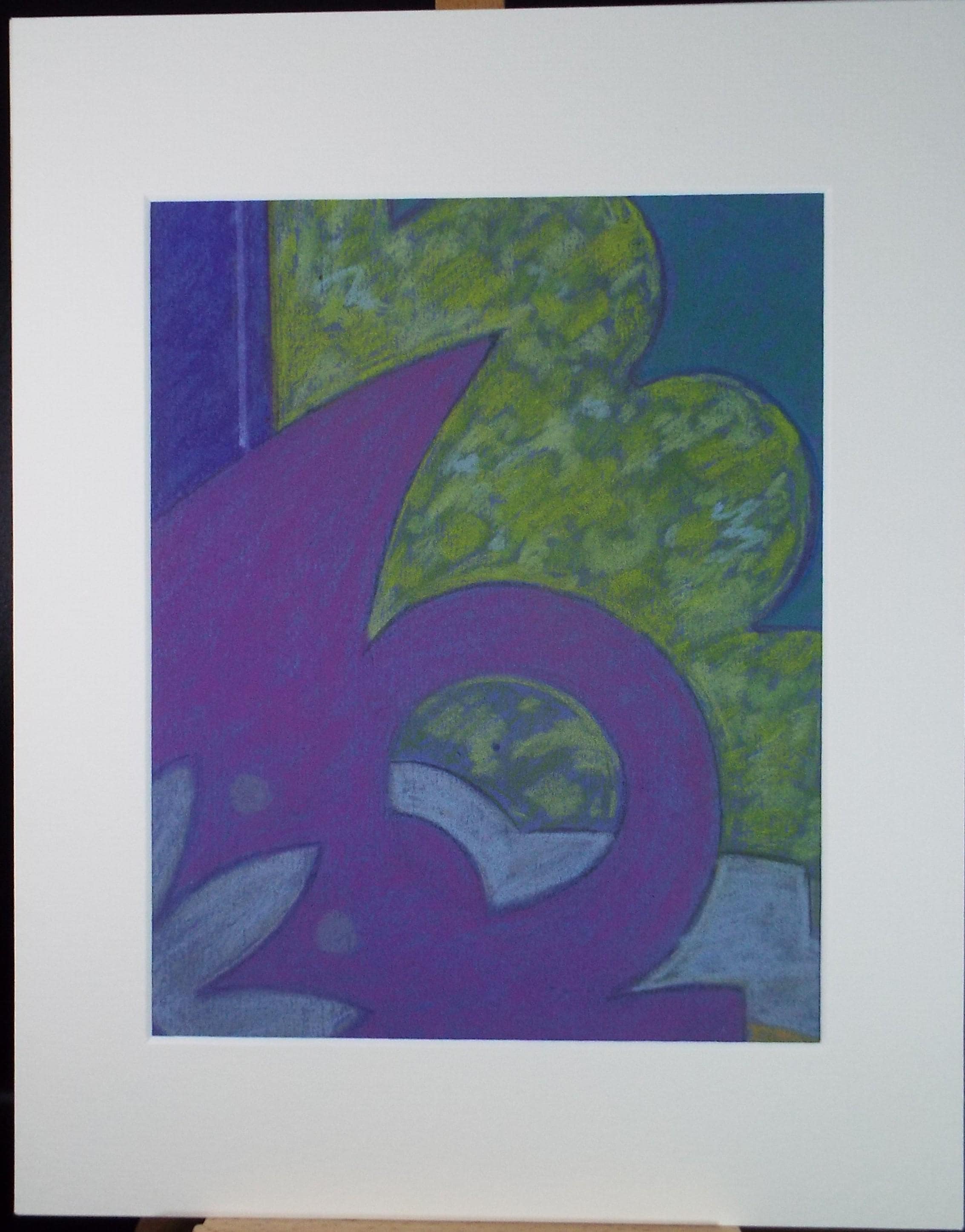 Original Pastel drawing, 'Abstract Shapes', Circa 1980's, Artist Unknown