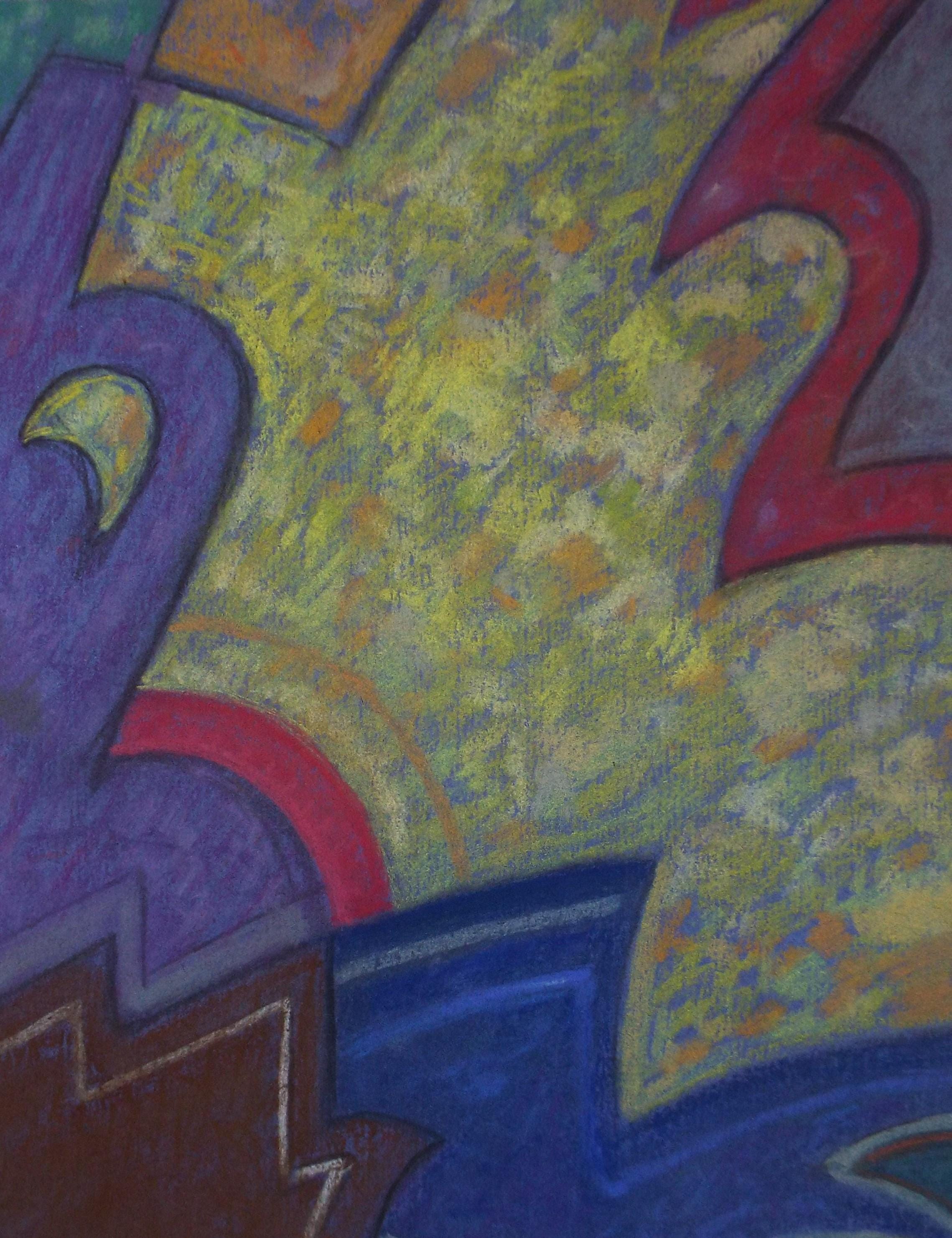 Original Pastel drawing, 'Abstract Shapes', Circa 1980's, Artist Unknown