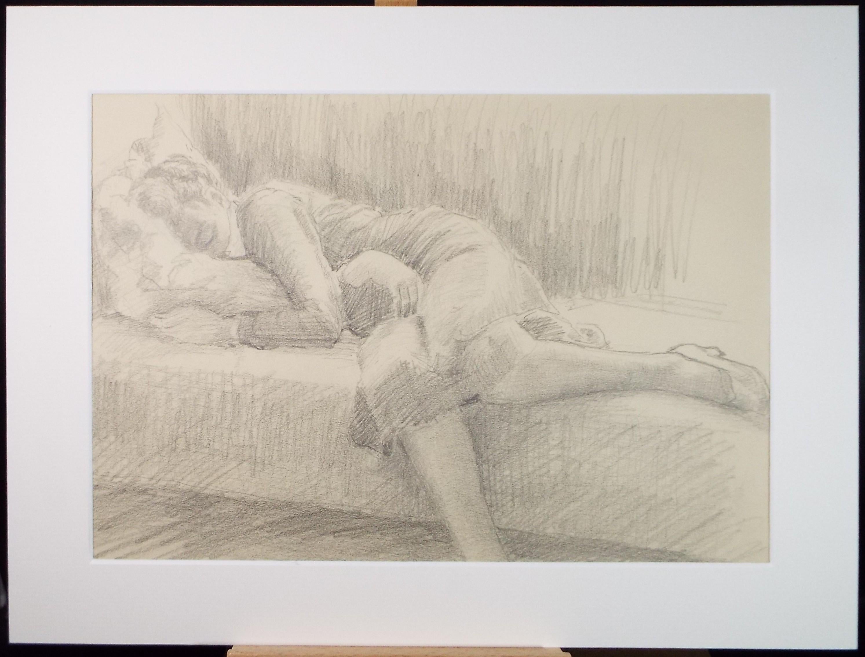 Pencil drawing 'Sleeping Woman', c1950s, Pauline Plummer (b1930)
