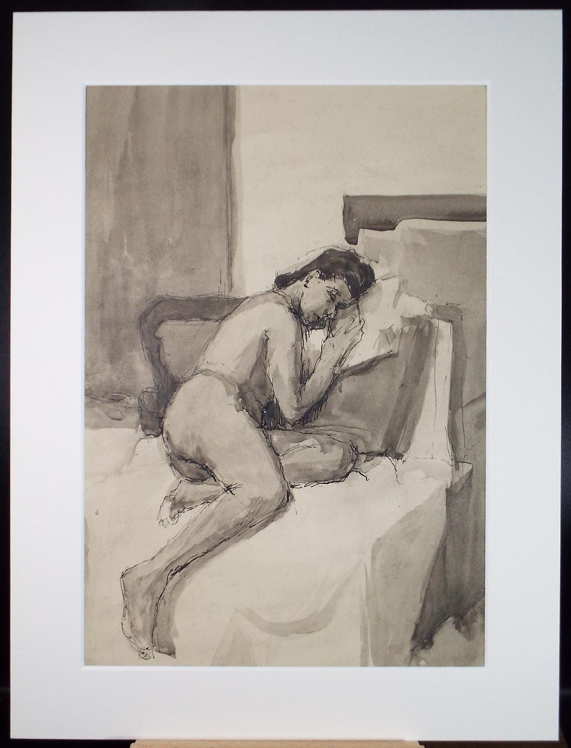 Original Watercolour & Ink ,'Sleeping Female Nude', Circa 1950's, Pauline Plummer (b1933)