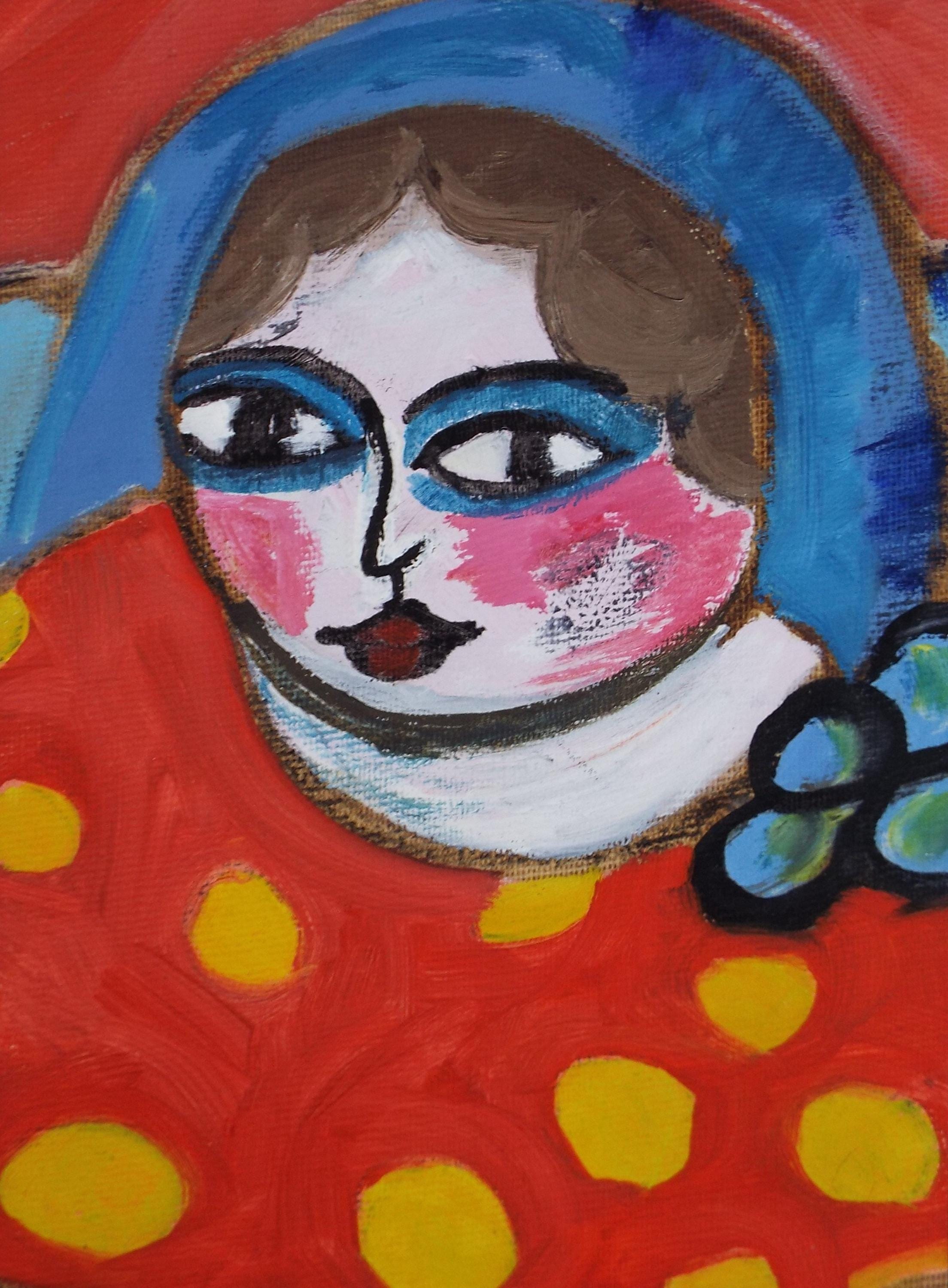 Original Oil on board 'Woman Portrait', Unknown artist, circa 1990's