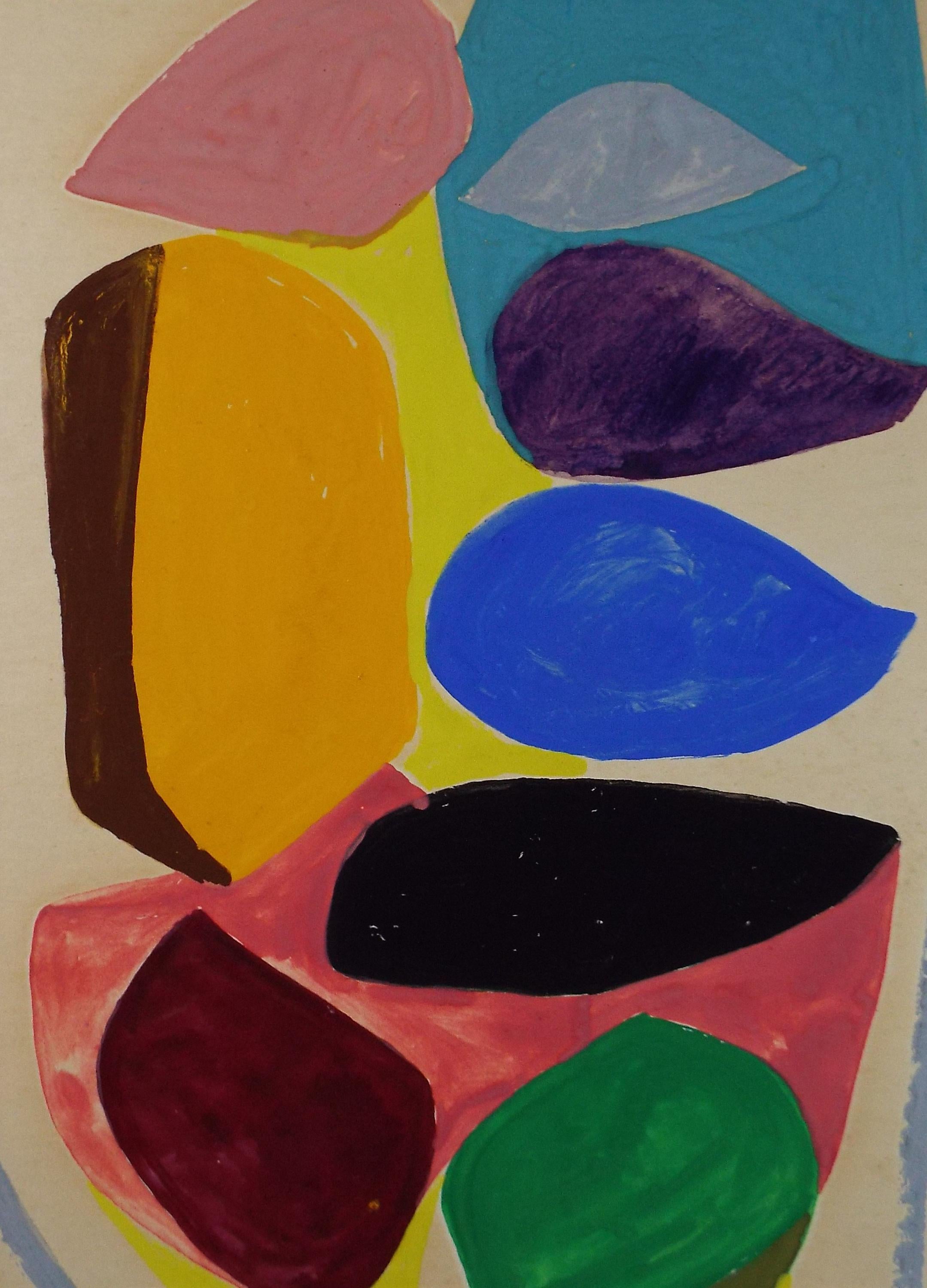 Original Watercolour, 'Abstract Forms', Mid 20th Century, Artist Unknown