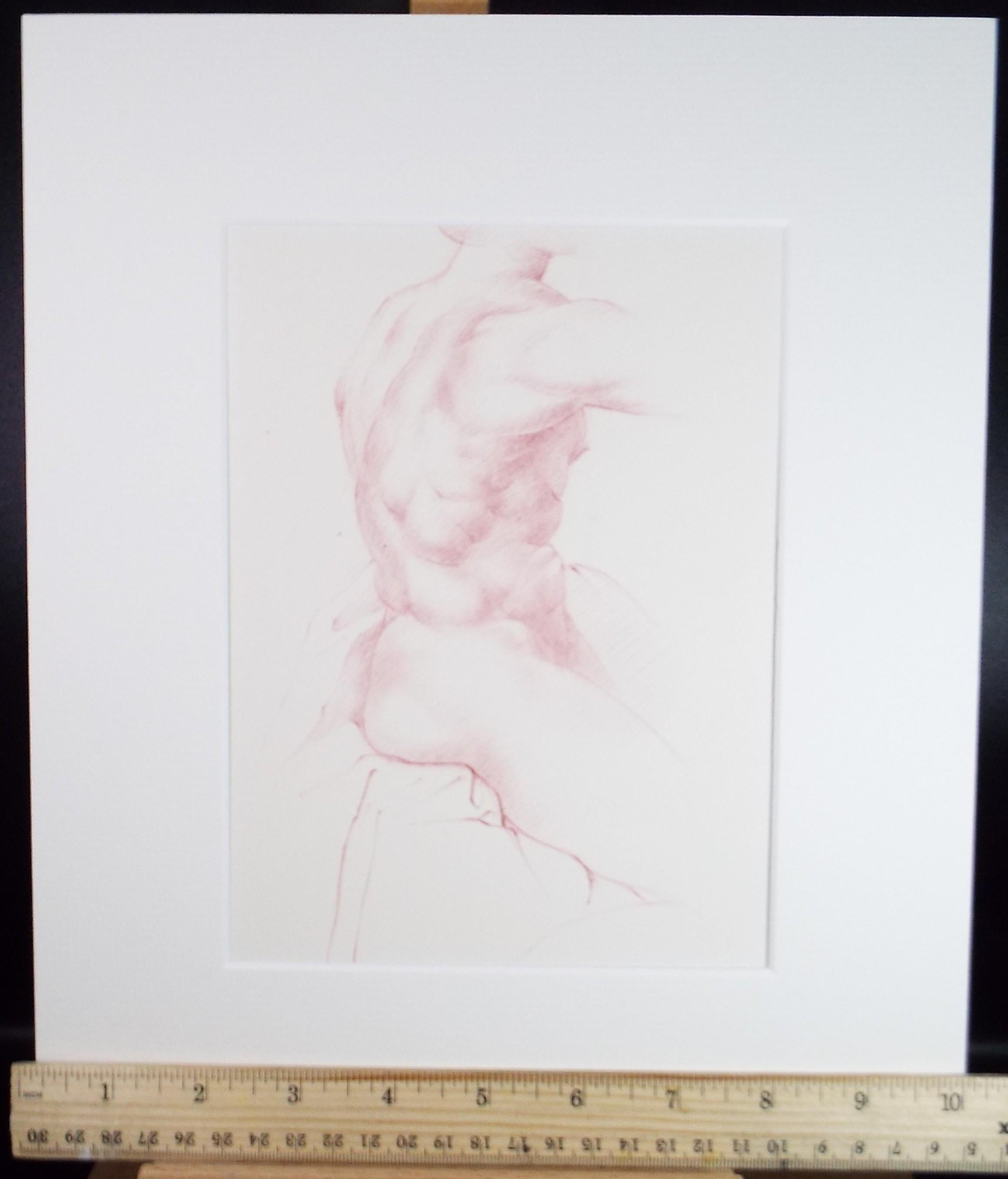 Coloured Pencil drawing 'Male torso', c1970s, unknown artist