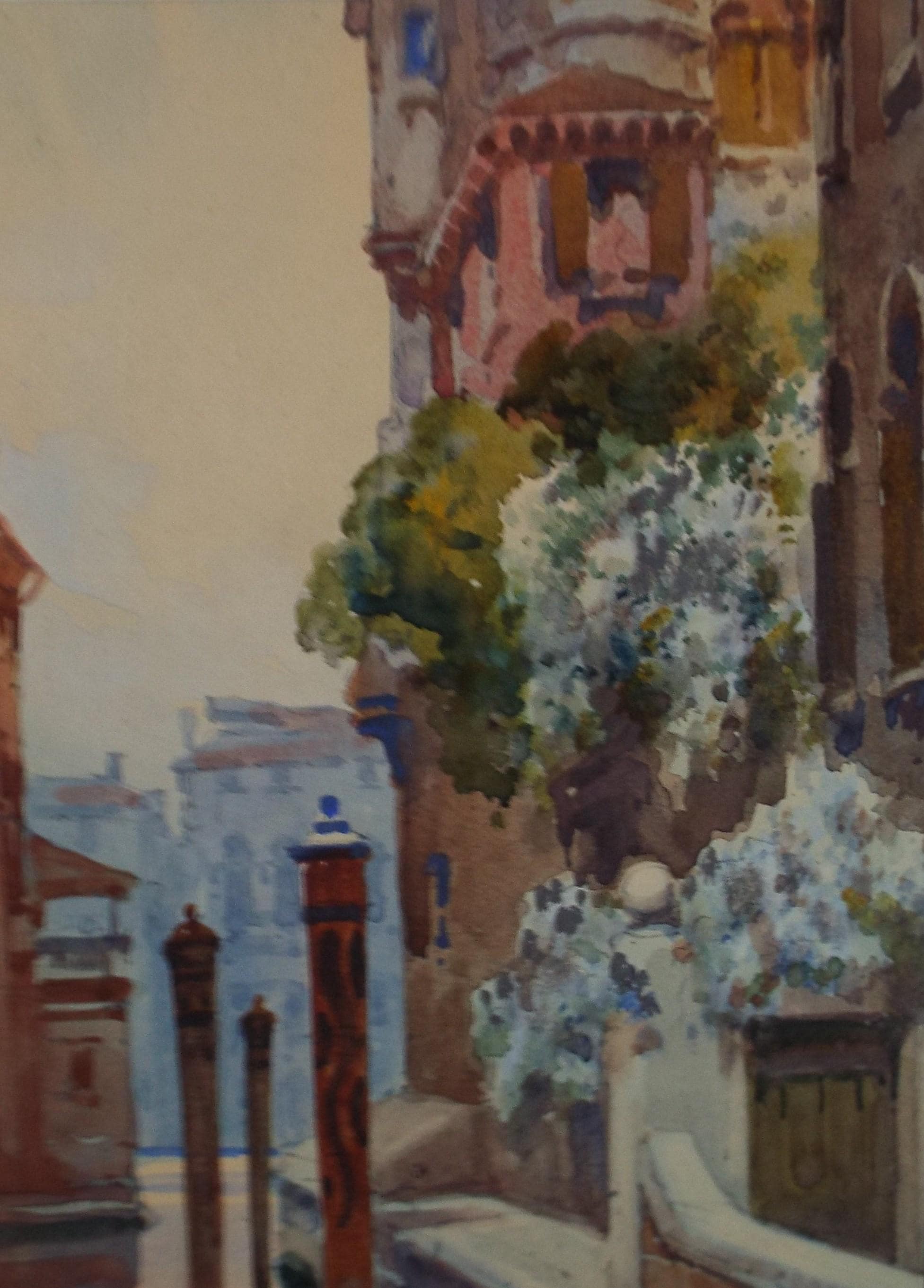 Original Watercolour, 'Venetian Palazzo', Circa 1950's, unknown artist