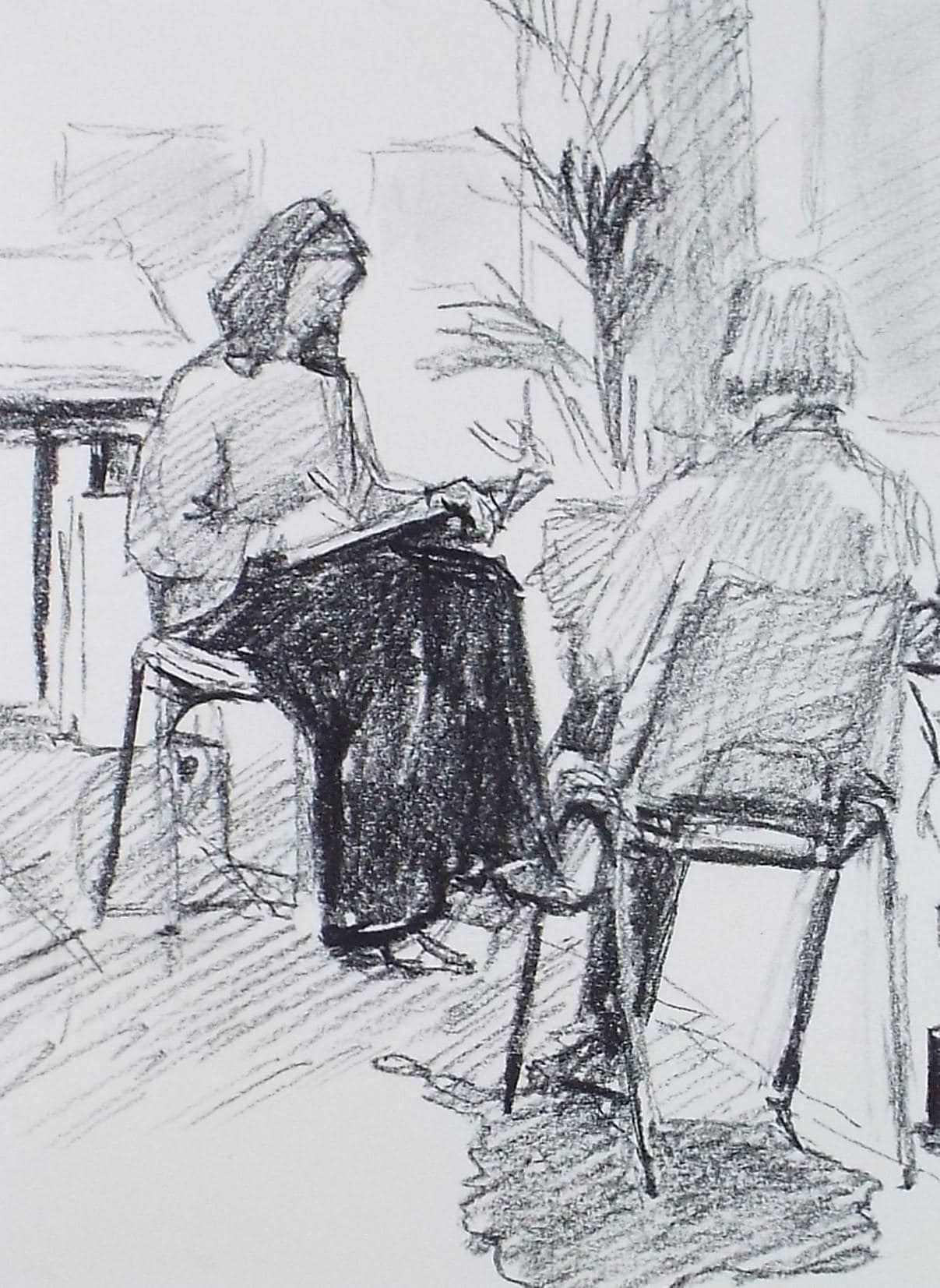 Original Pencil Drawing, 'Art Class', Pauline Plummer (b1933), Circa 1990's