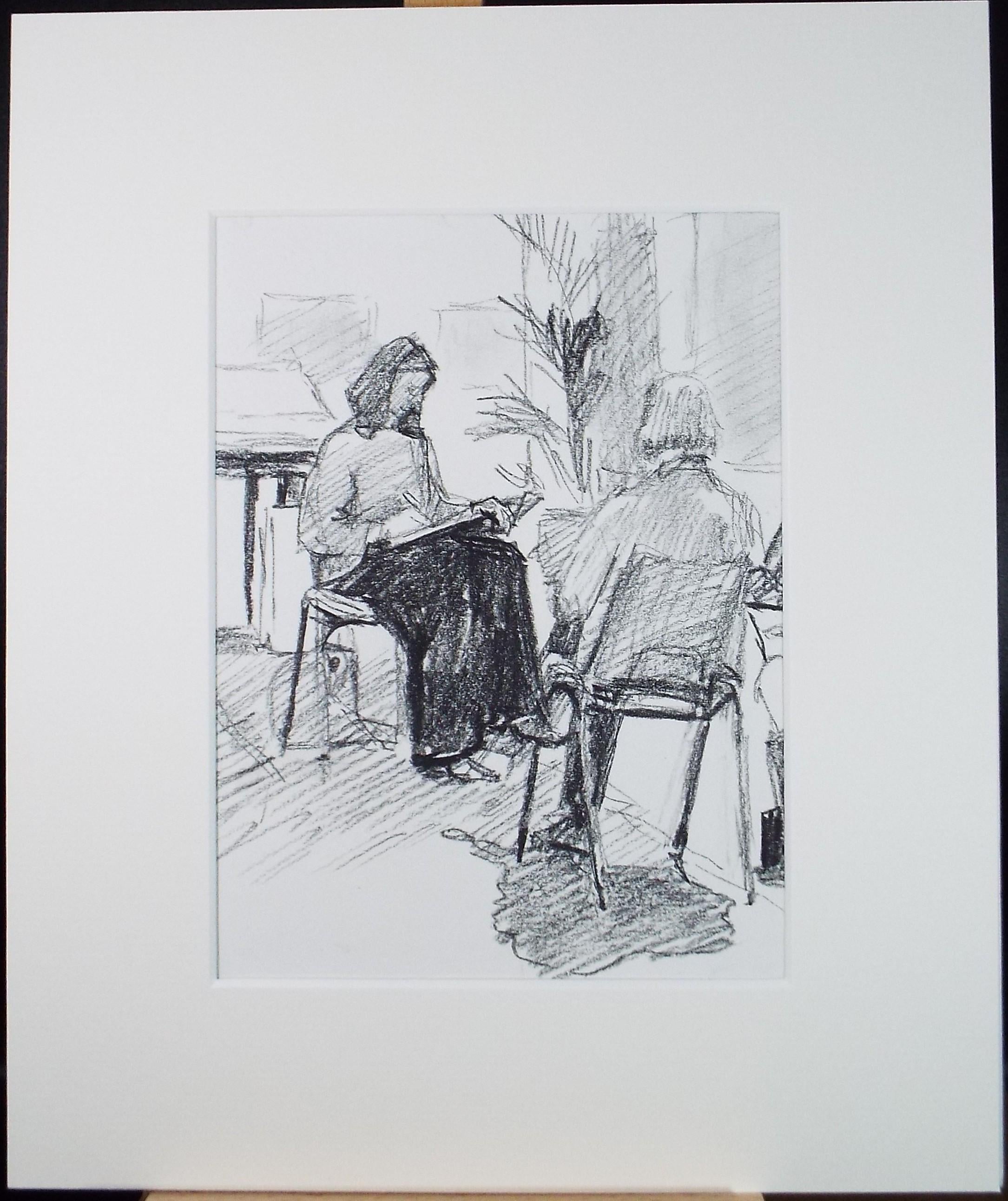 Original Pencil Drawing, 'Art Class', Pauline Plummer (b1933), Circa 1990's
