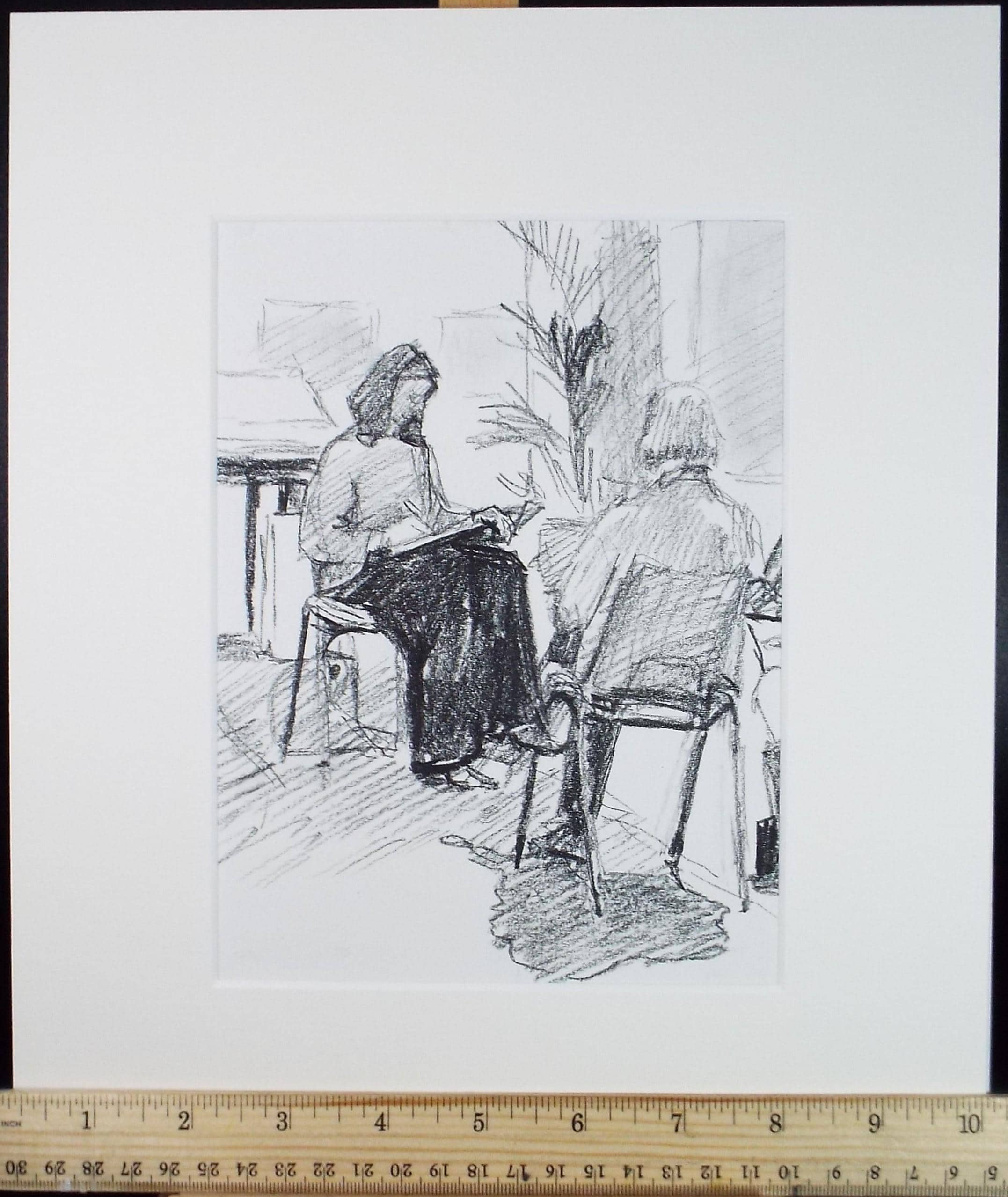 Original Pencil Drawing, 'Art Class', Pauline Plummer (b1933), Circa 1990's
