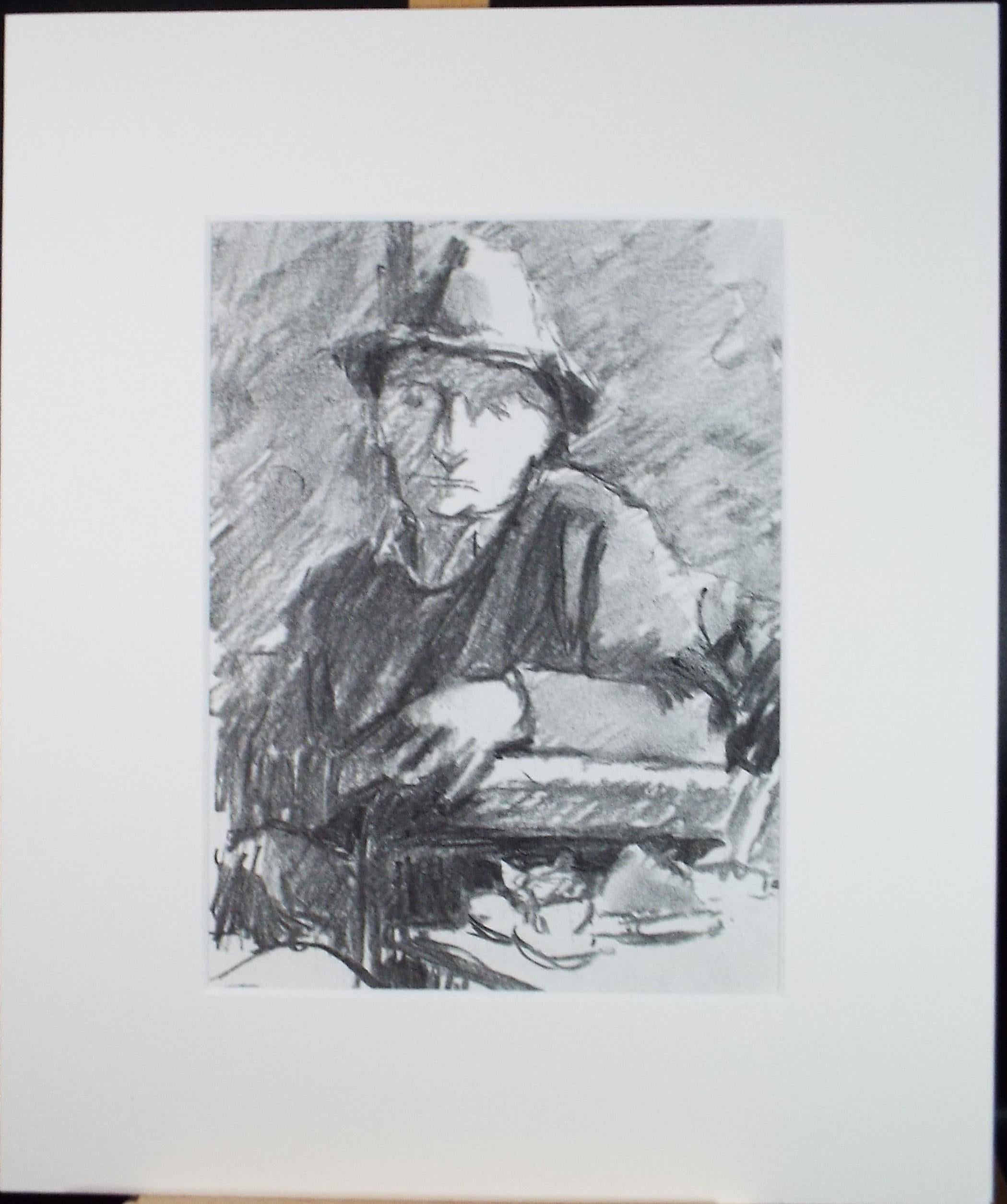 Original Pencil Drawing, 'Seated Man', Pauline Plummer (b1933), Circa 1990's