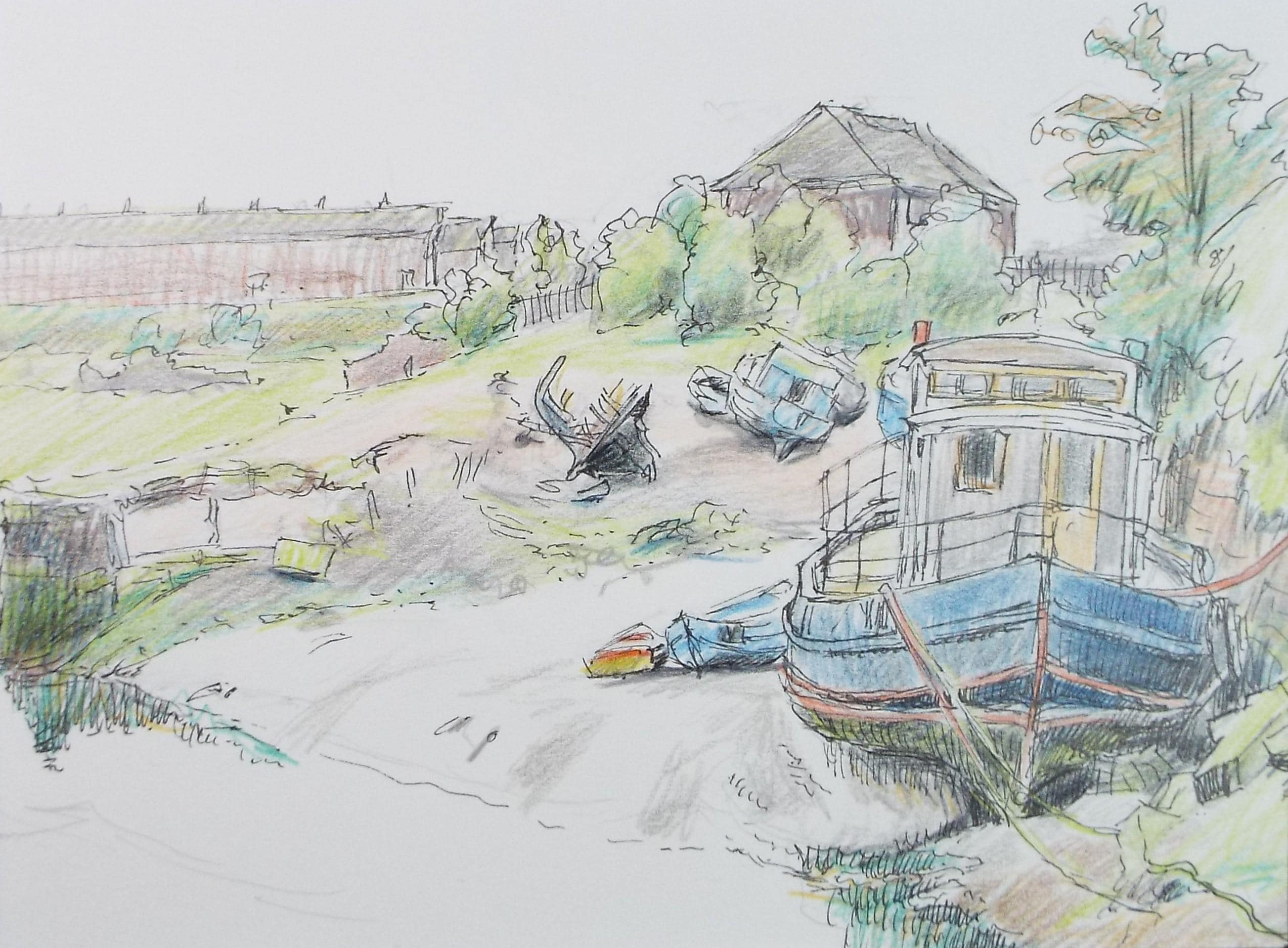 Original Watercolour & pencil, Maryport, Circa 1990's, Pauline Plummer (b1933)