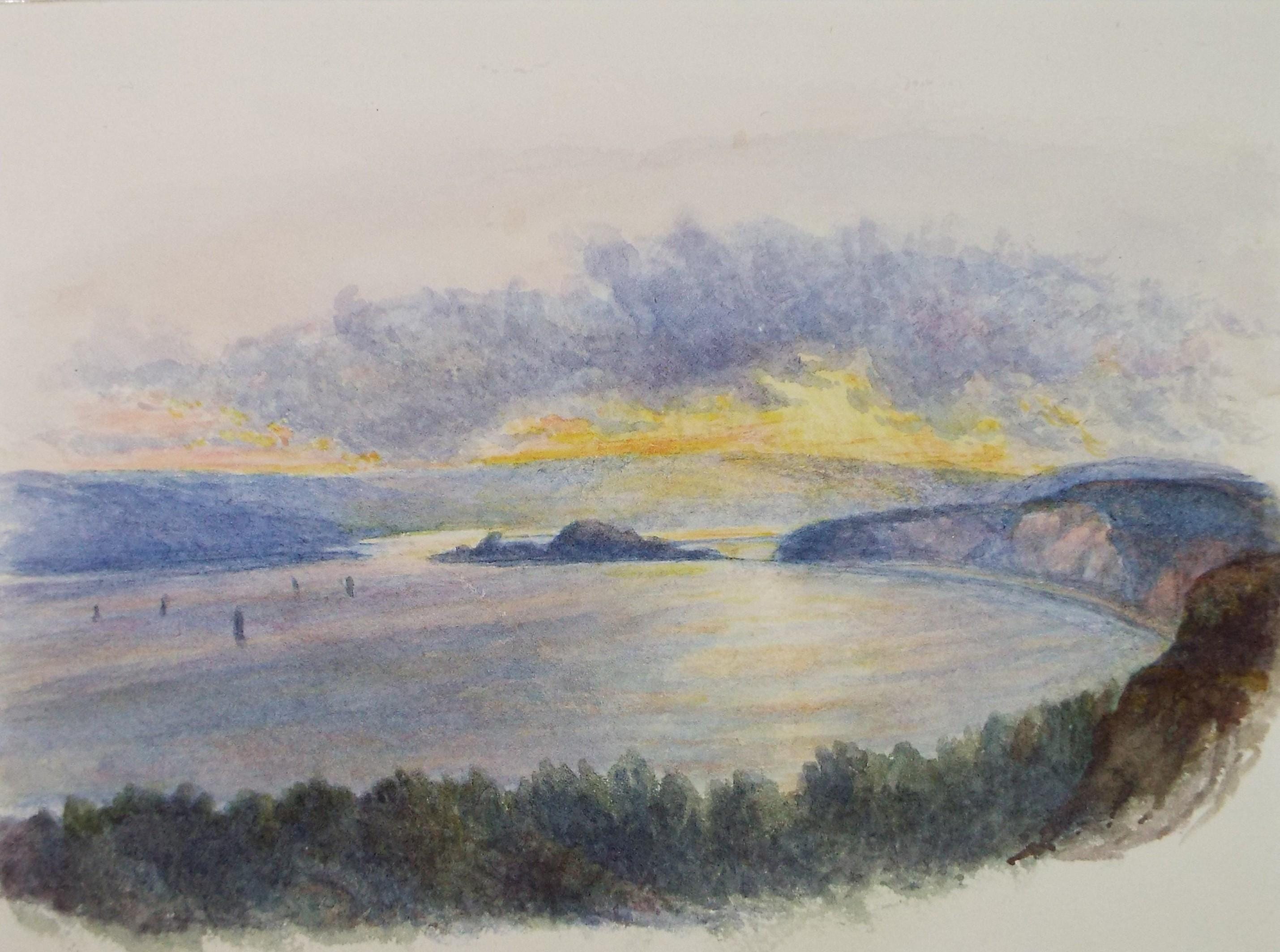 Original Watercolour, 'Bay with boats' Circa 1880's, unsigned
