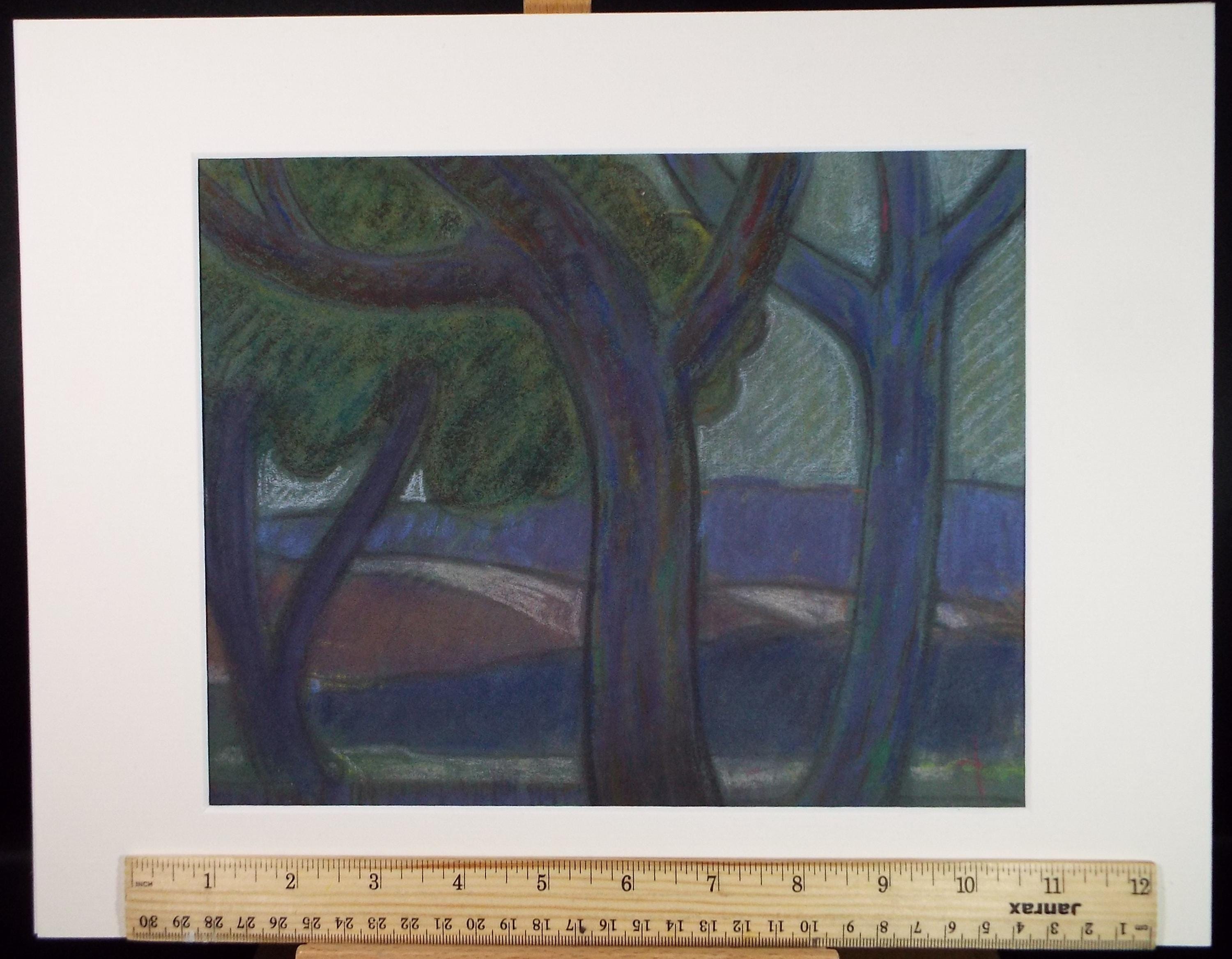 Original Pastel Drawing, 'Abstract Woodland' 1980's, Unknown Artist