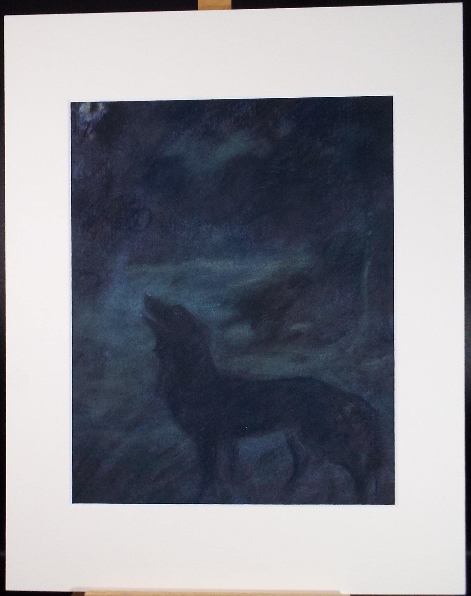 Original Pastel, 'Howl at the moon', c1980's, Artist Unknown