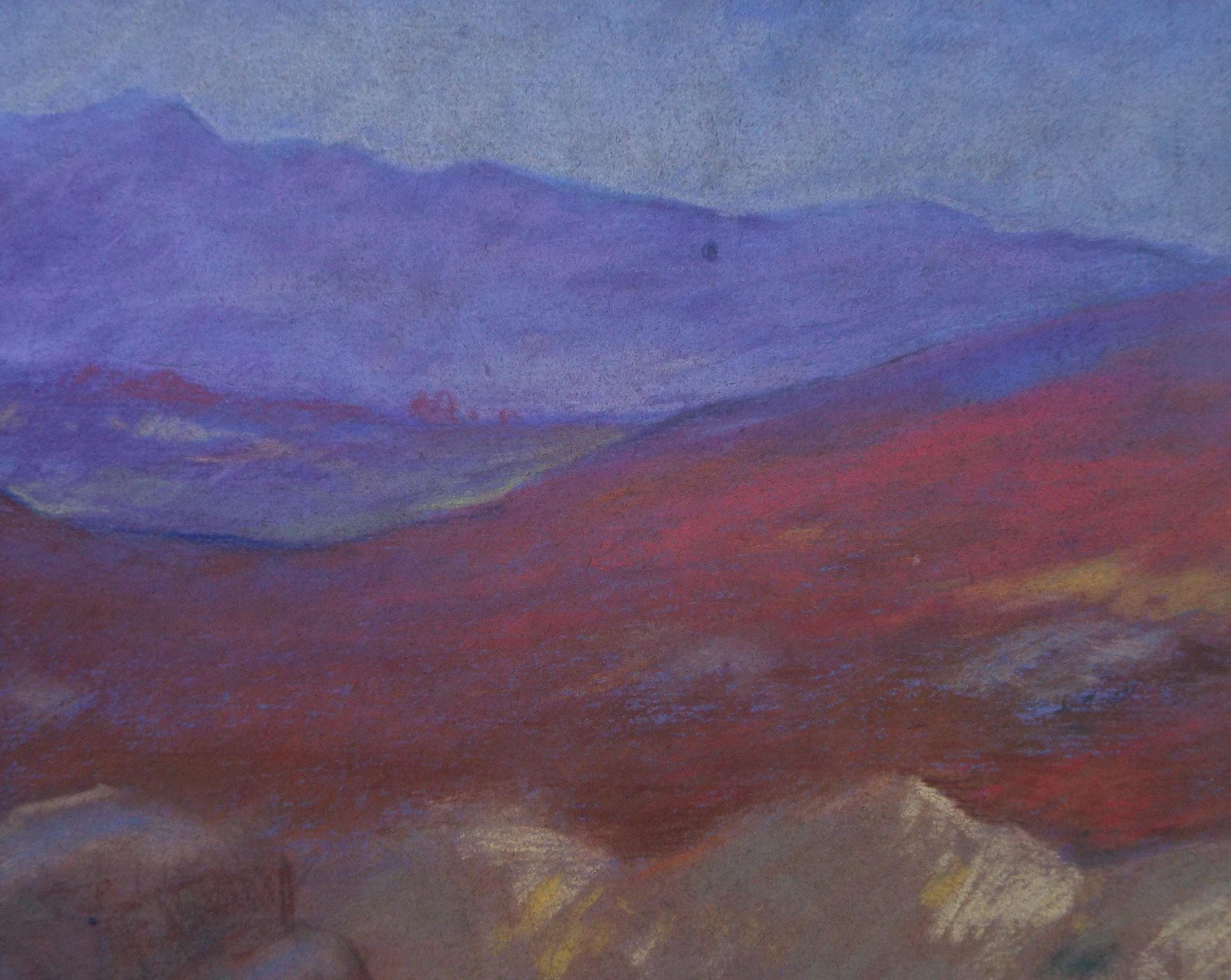 Original Pastel, 'Hilly Landscape', c1980's, Artist Unknown