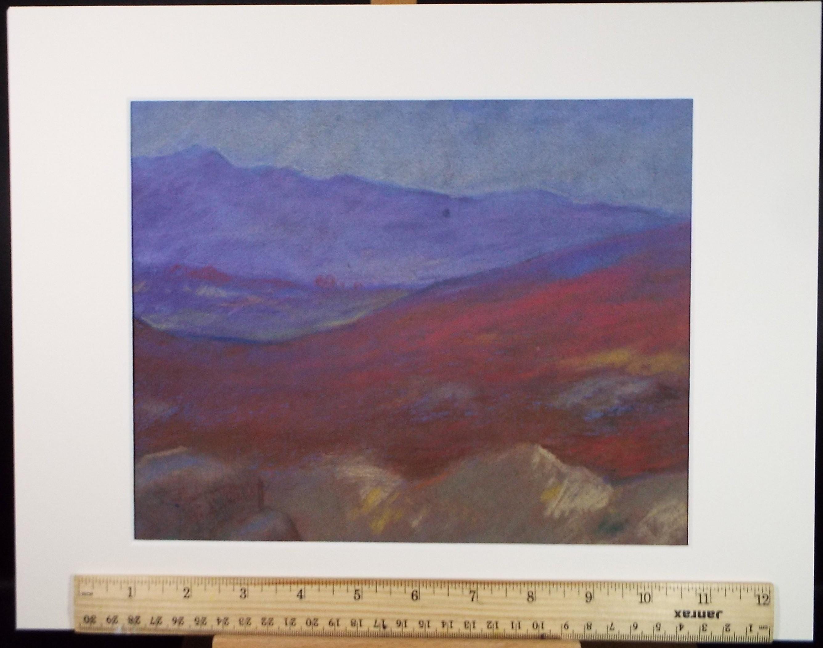 Original Pastel, 'Hilly Landscape', c1980's, Artist Unknown