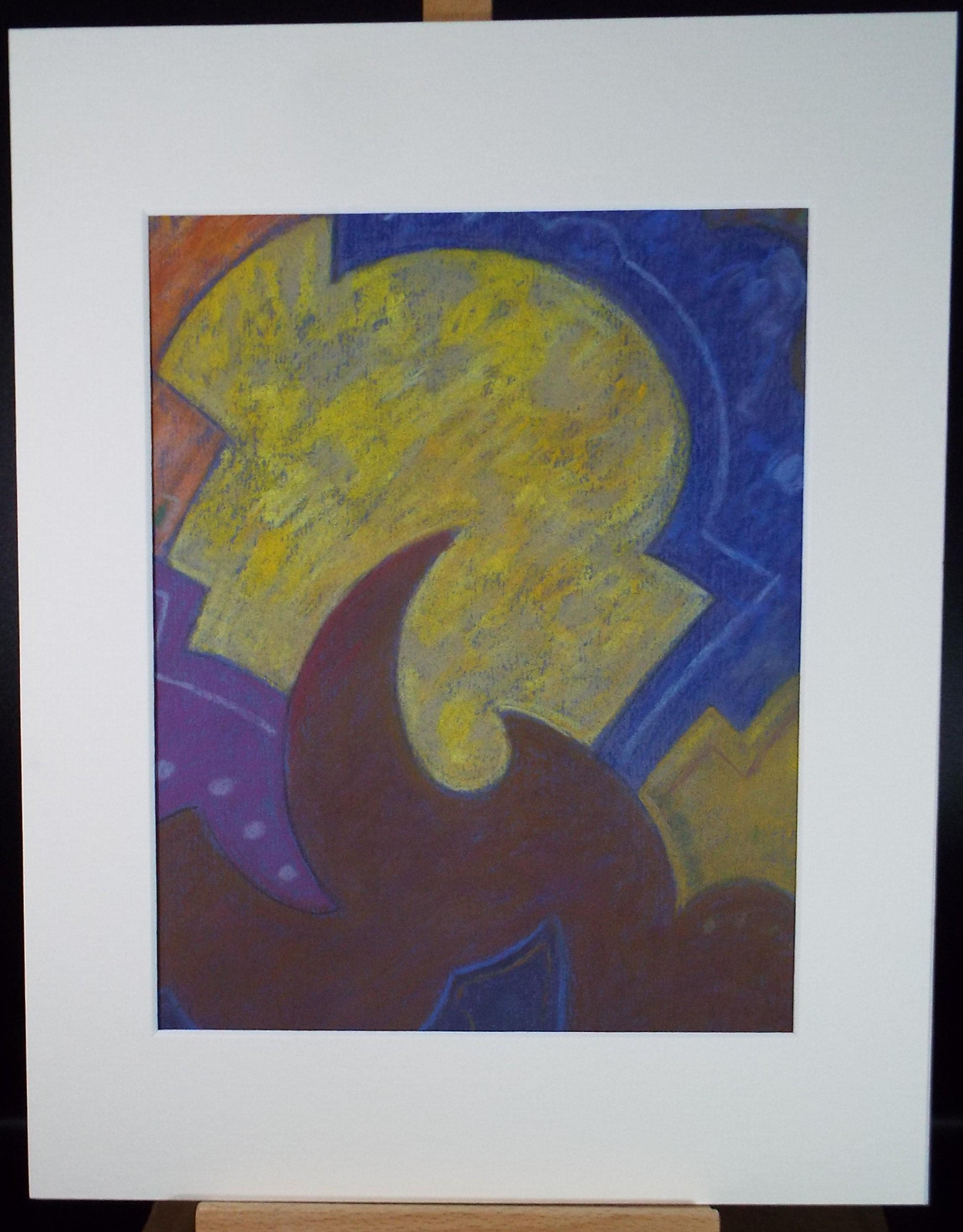 Original Pastel drawing, 'Abstract Shapes', Circa 1980's, Artist Unknown