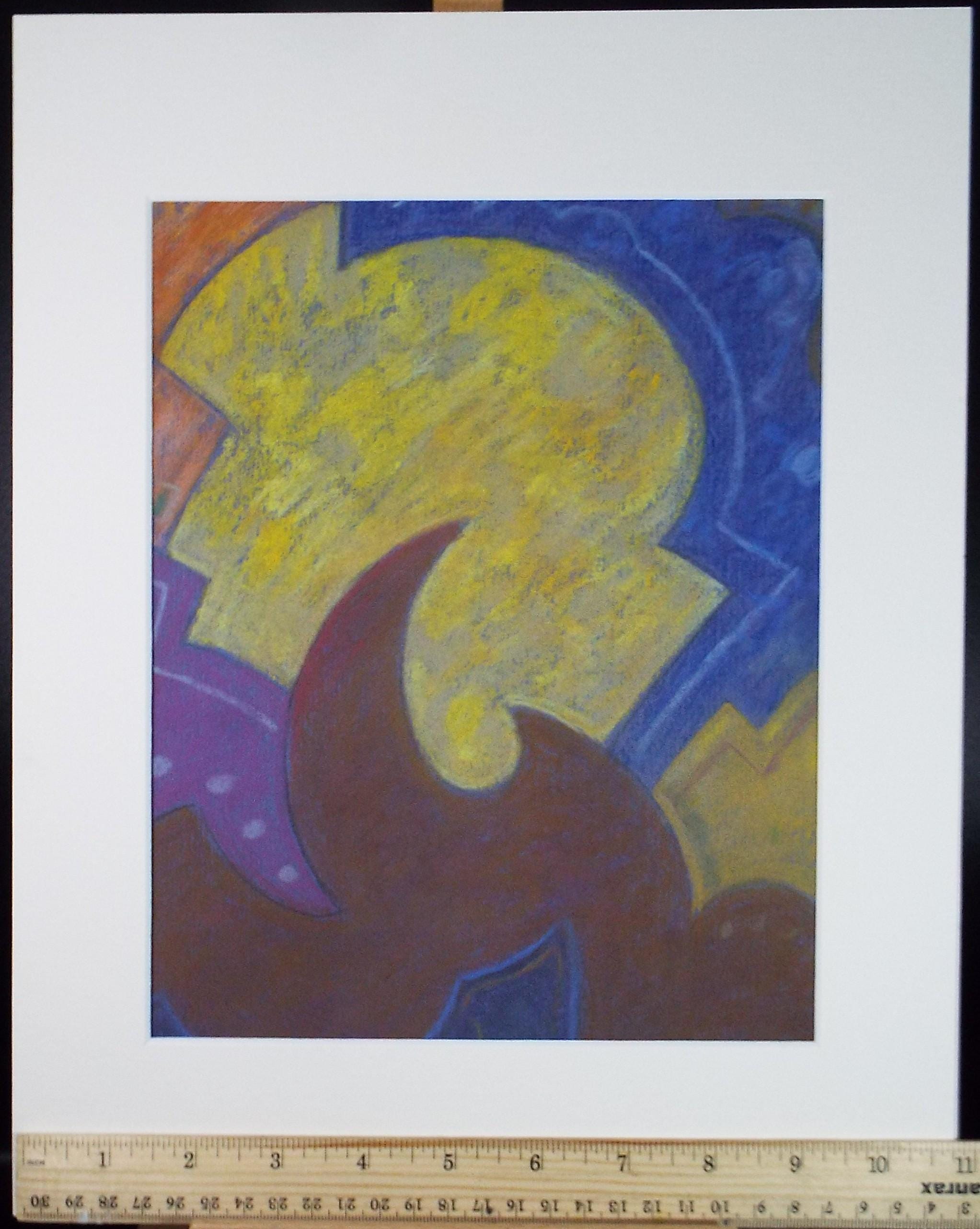 Original Pastel drawing, 'Abstract Shapes', Circa 1980's, Artist Unknown