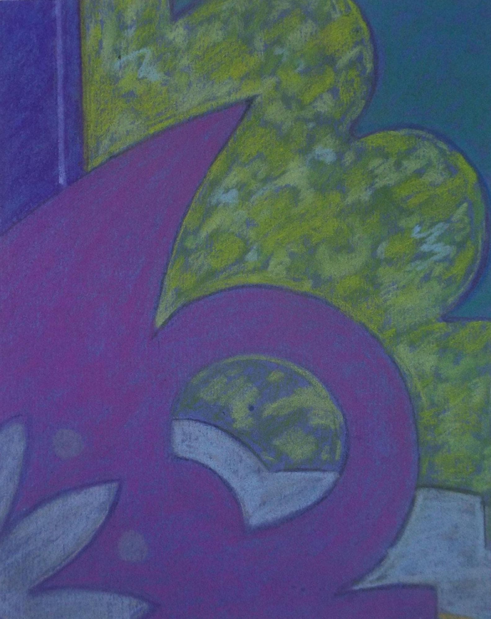 Original Pastel drawing, 'Abstract Shapes', Circa 1980's, Artist Unknown