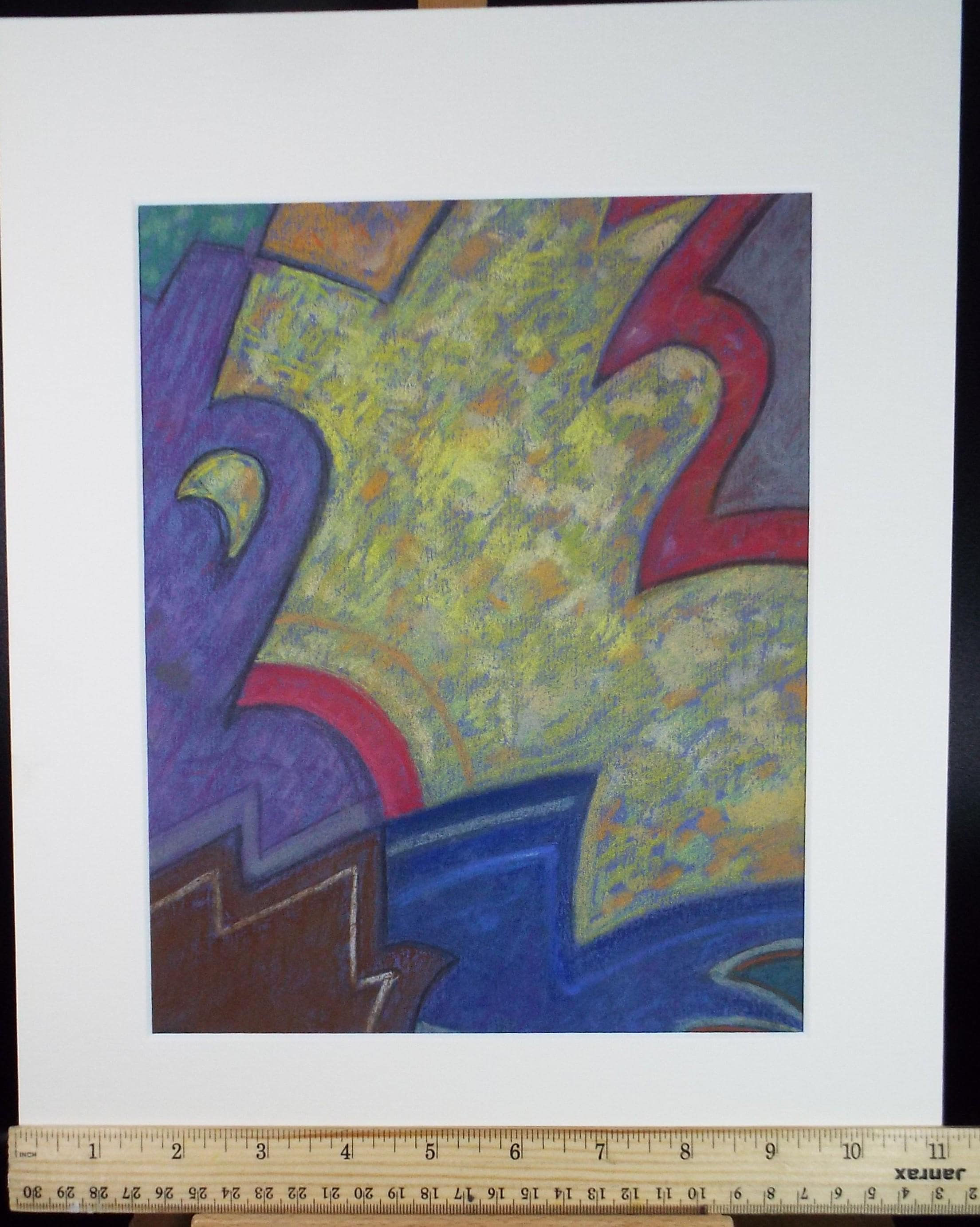 Original Pastel drawing, 'Abstract Shapes', Circa 1980's, Artist Unknown