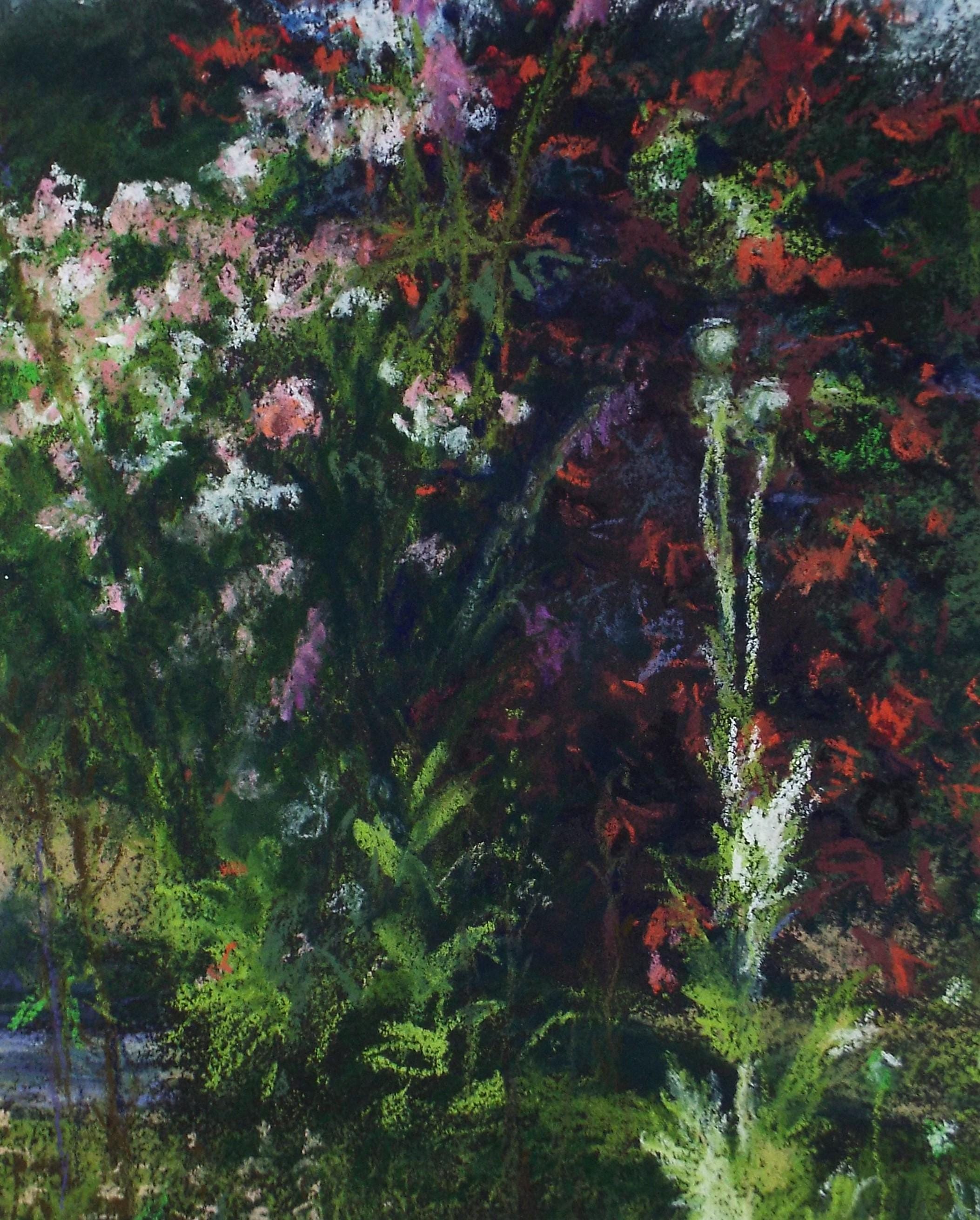 Original pastel Drawing 'Herbaceous border', Pauline Plummer (b1933), Circa 1990's